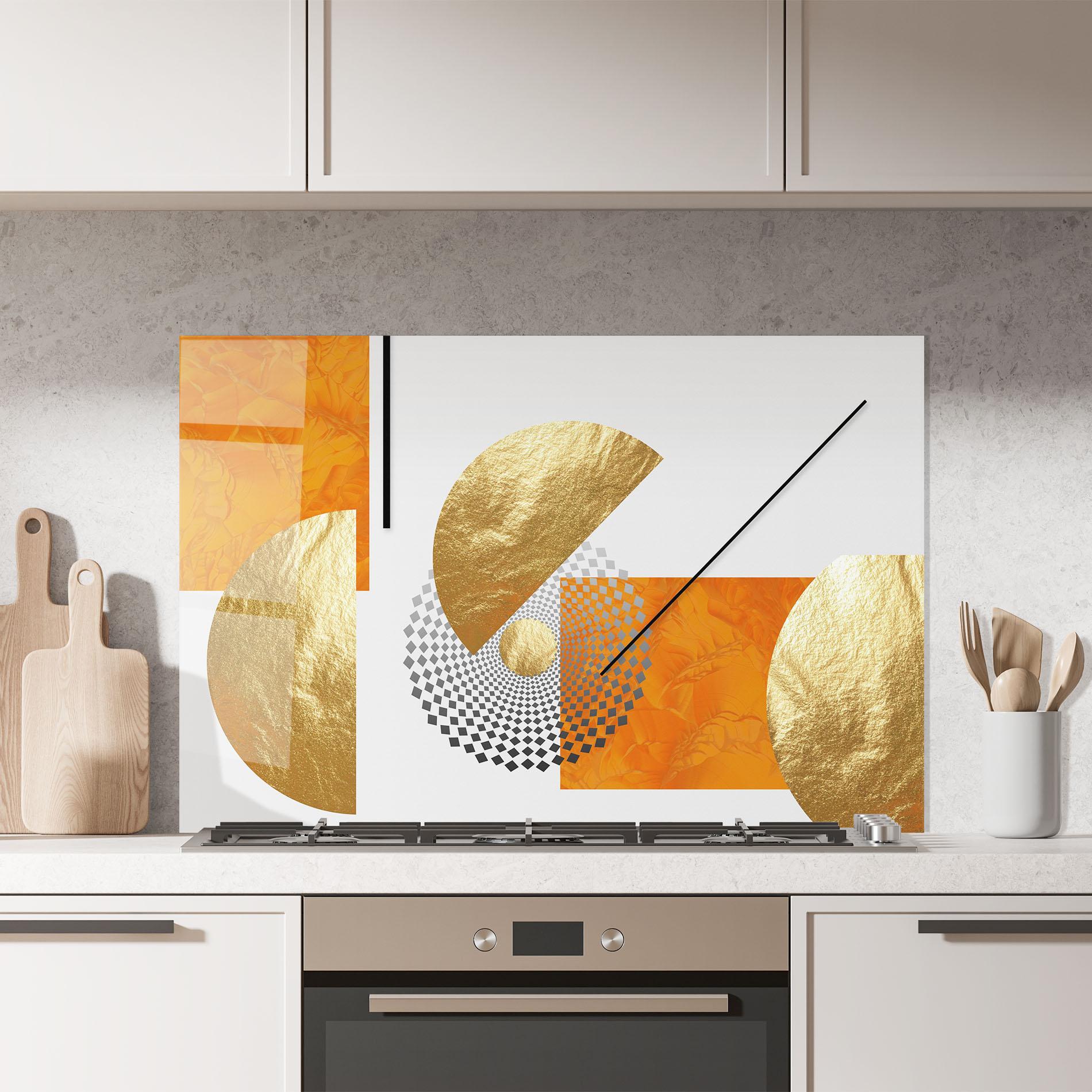 Panou Sticla Bucatarie Beautiful Gold Shapes mockup 7
