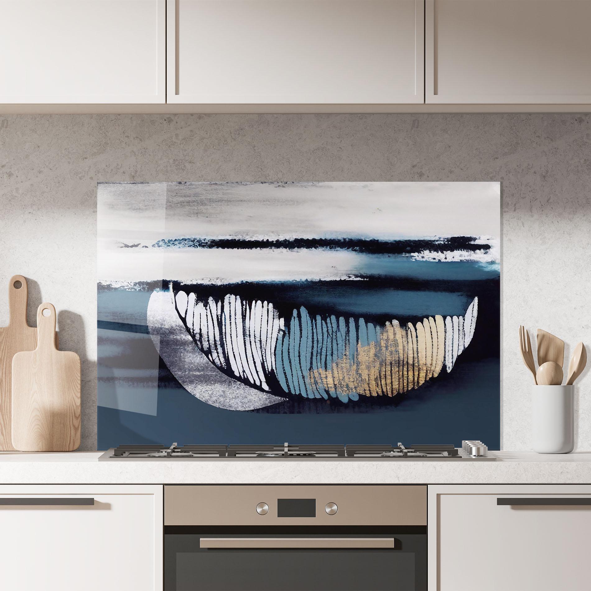 Panou Sticla Bucatarie Blue Feather mockup 7