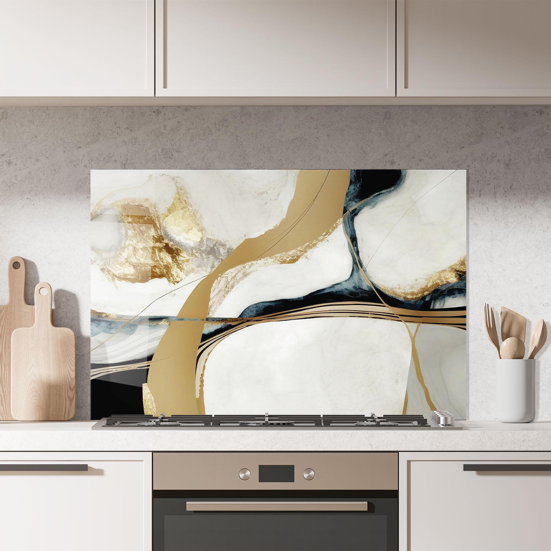 Panou Sticla Bucatarie Golden Blue Marble mockup 7