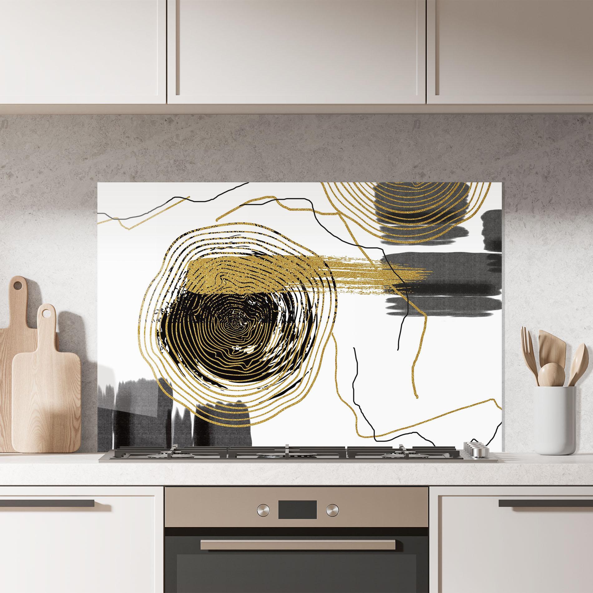 Panou Sticla Bucatarie Golden Grey Spiral mockup 7