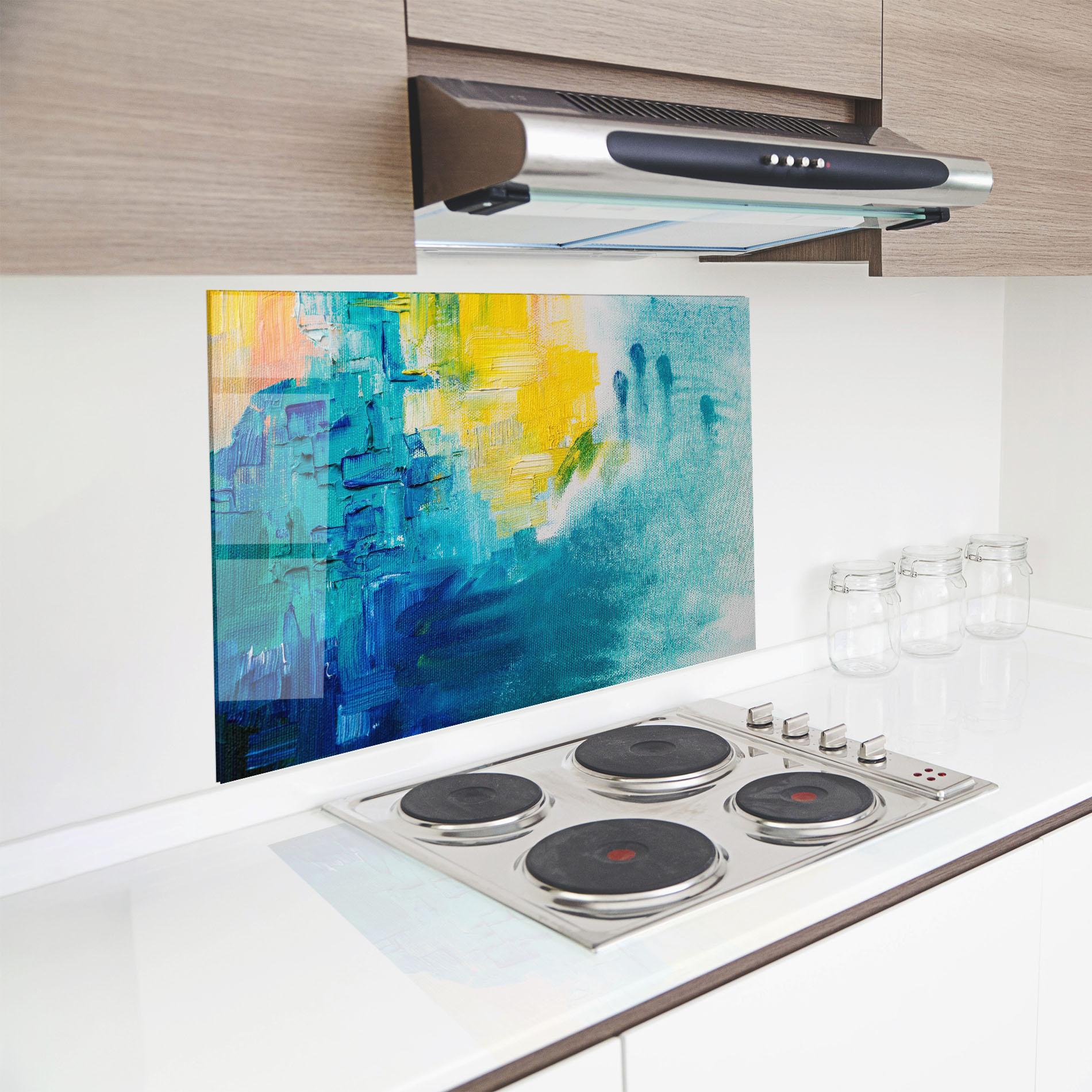Panou Sticla Bucatarie Abstract Hand Mark mockup 8