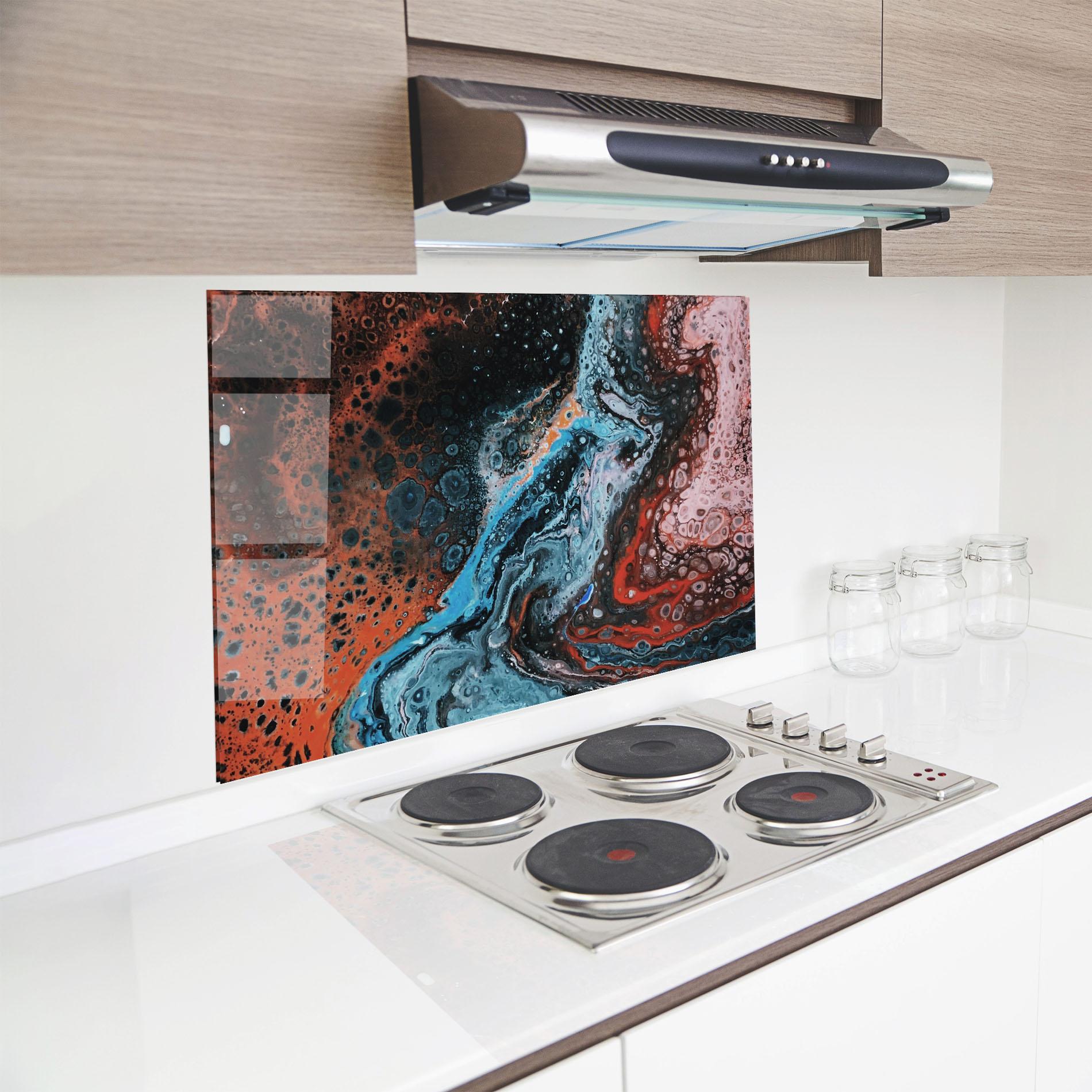 Panou Sticla Bucatarie Abstract Turqoise Colors mockup 8