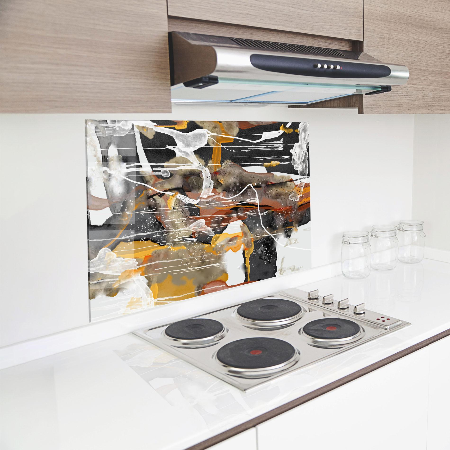 Panou Sticla Bucatarie Abstract Water Colors mockup 8