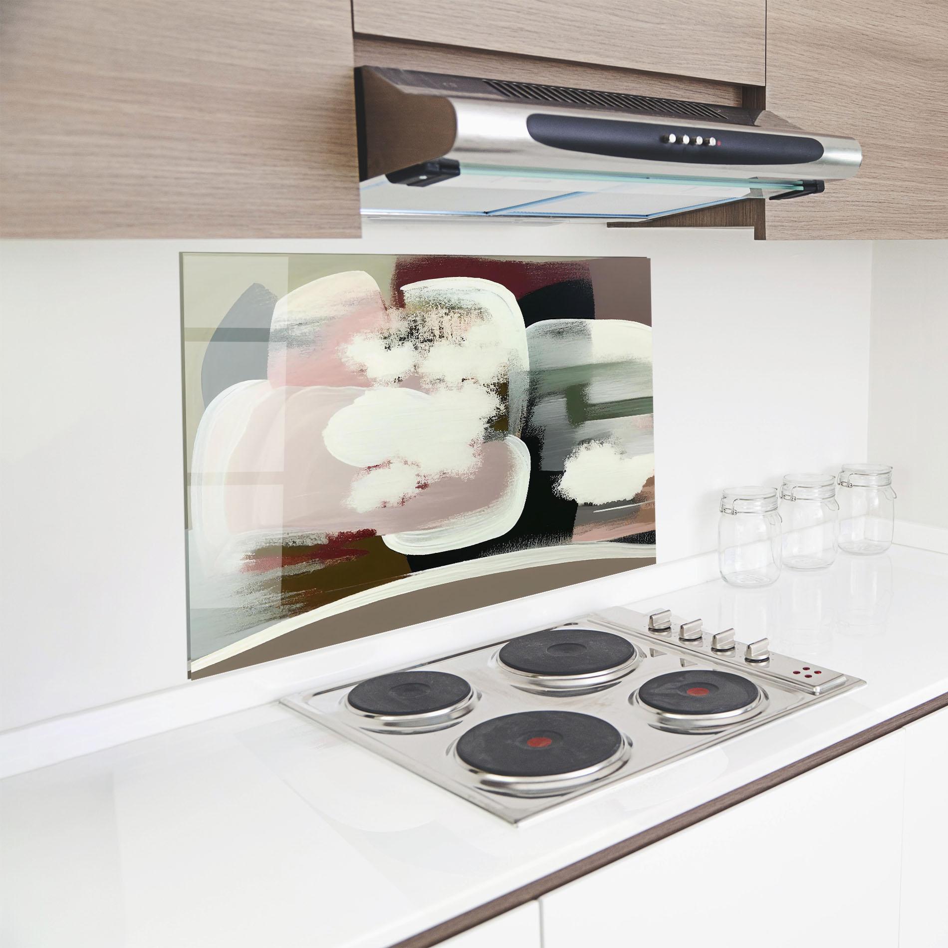 Panou Sticla Bucatarie Abstract White Clouds mockup 8