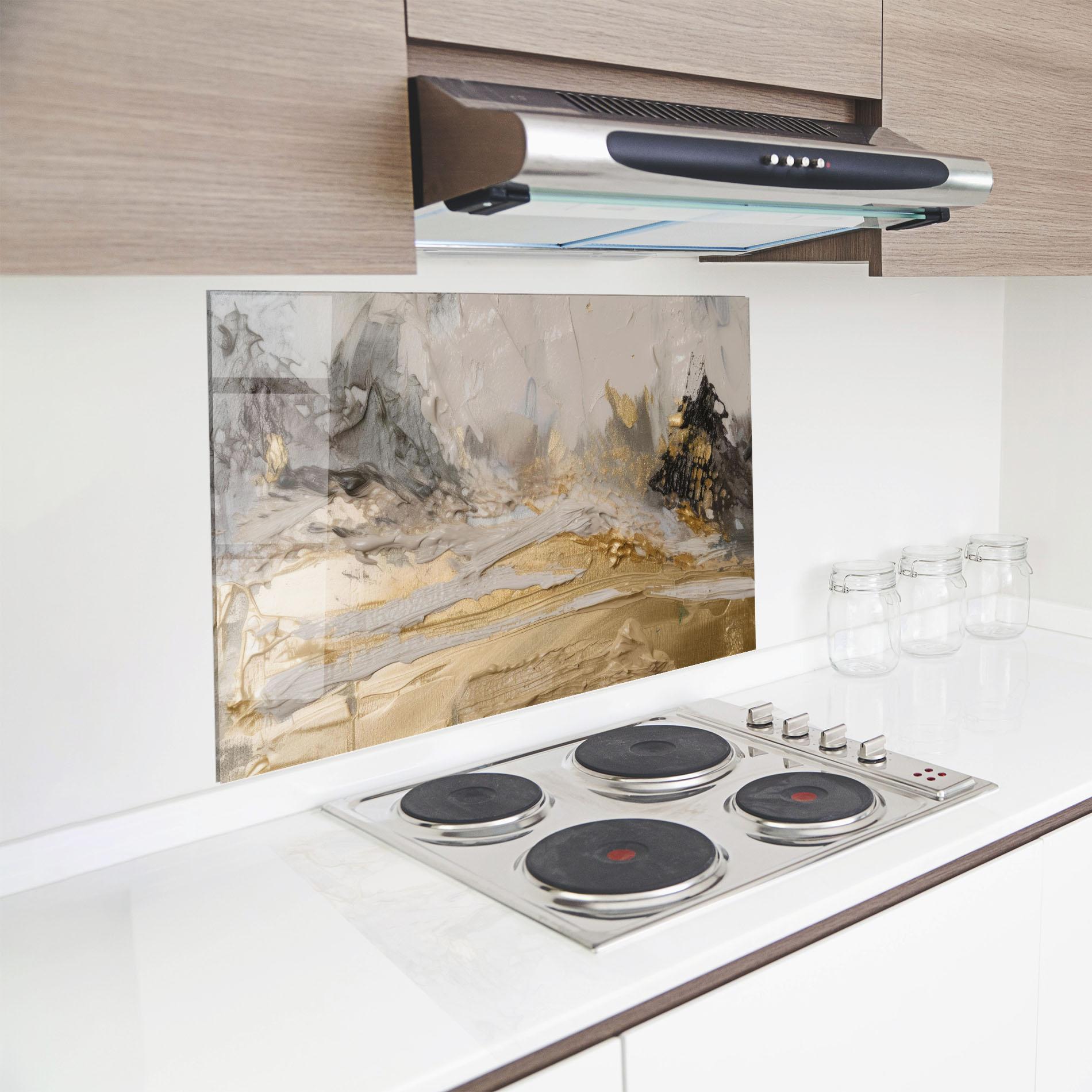 Panou Sticla Bucatarie Abstract White Waves mockup 8