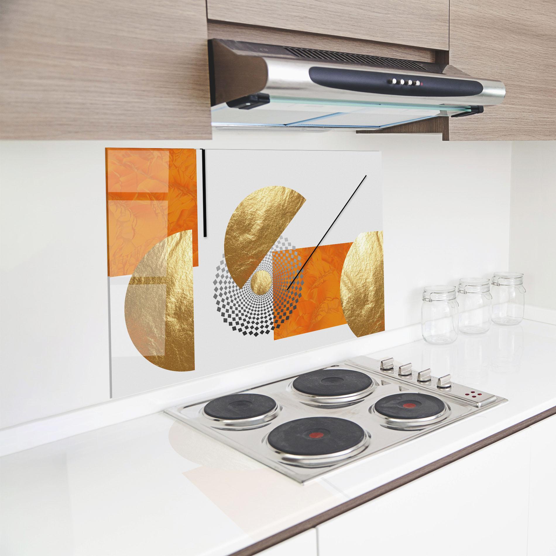 Panou Sticla Bucatarie Beautiful Gold Shapes mockup 8