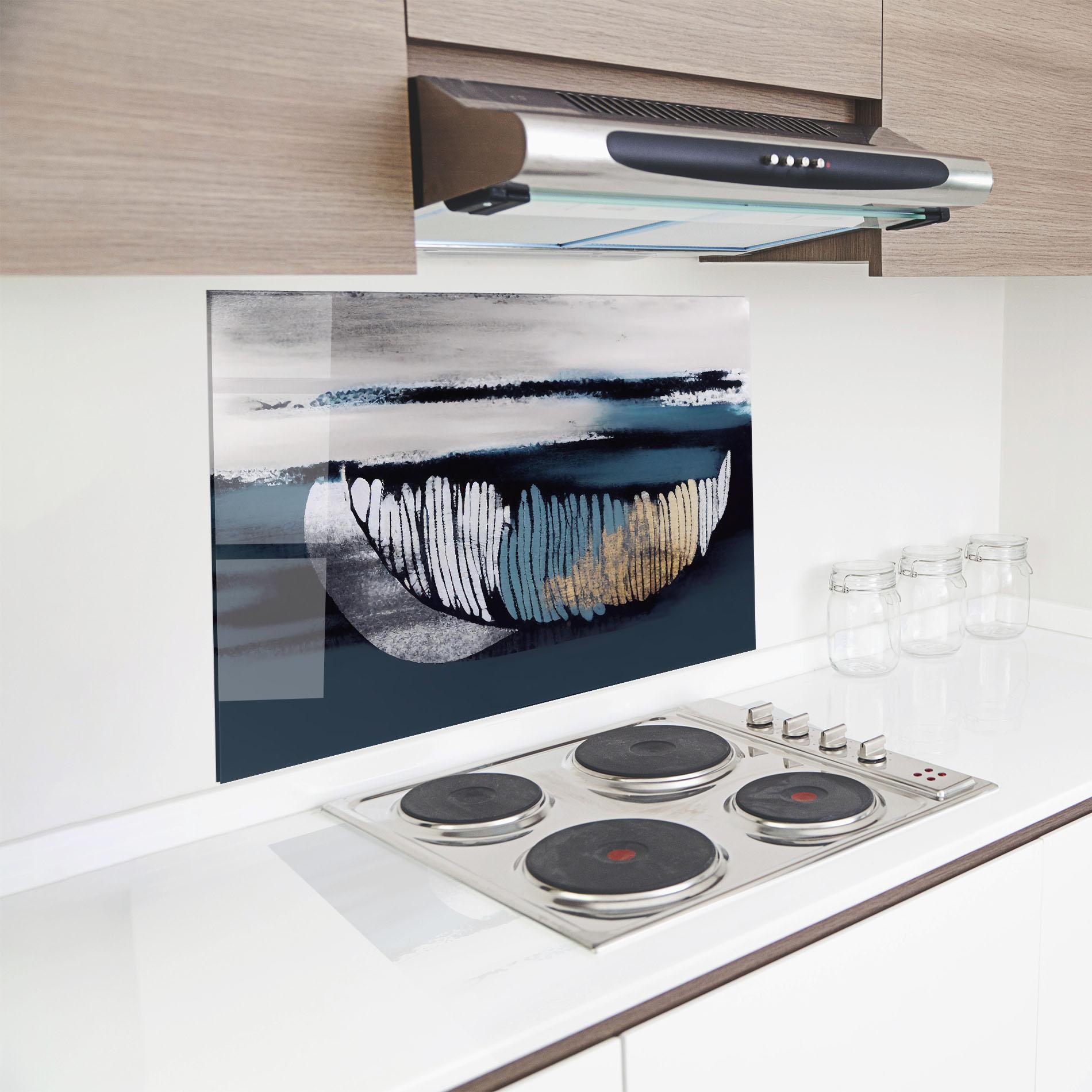 Panou Sticla Bucatarie Blue Feather mockup 8