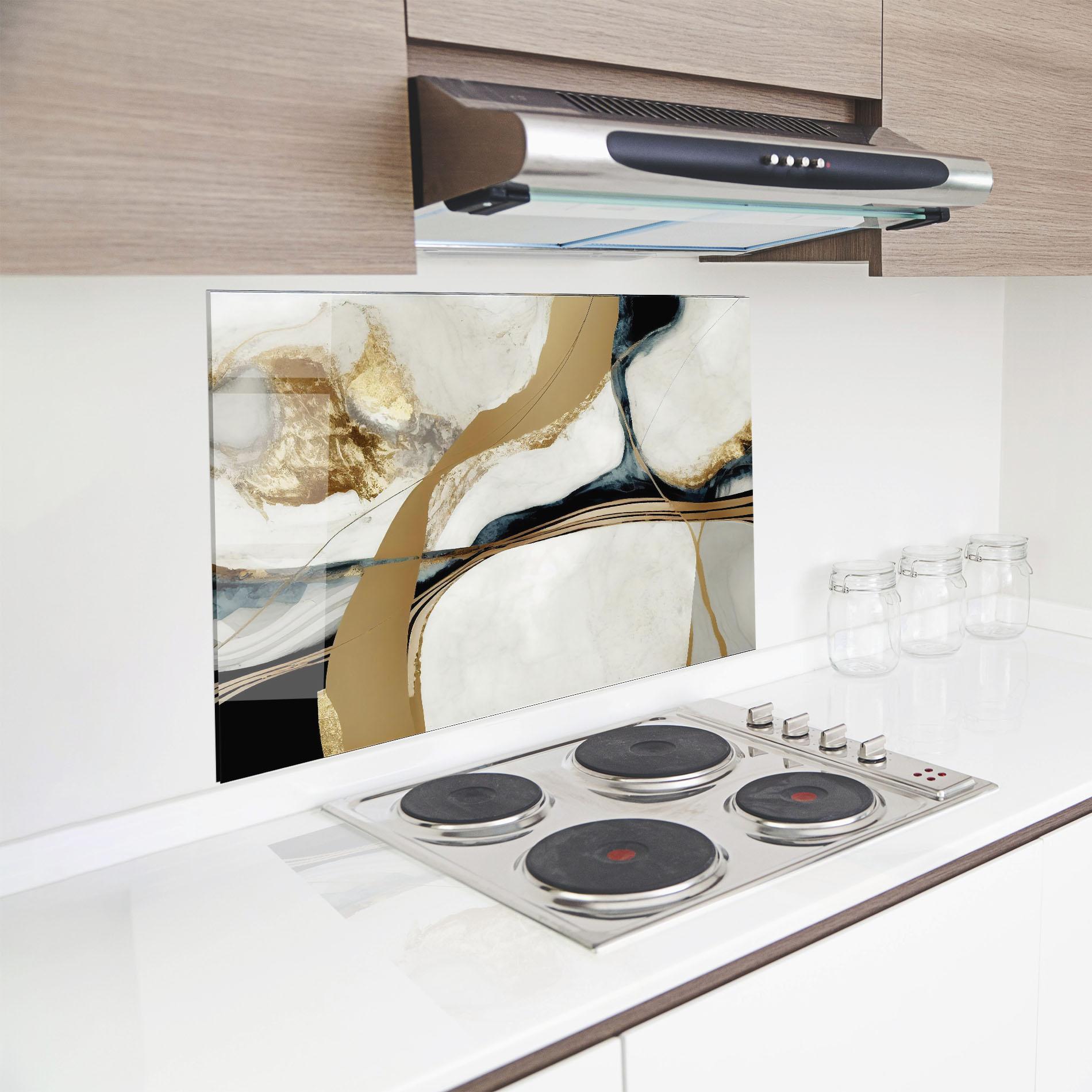 Panou Sticla Bucatarie Golden Blue Marble mockup 8