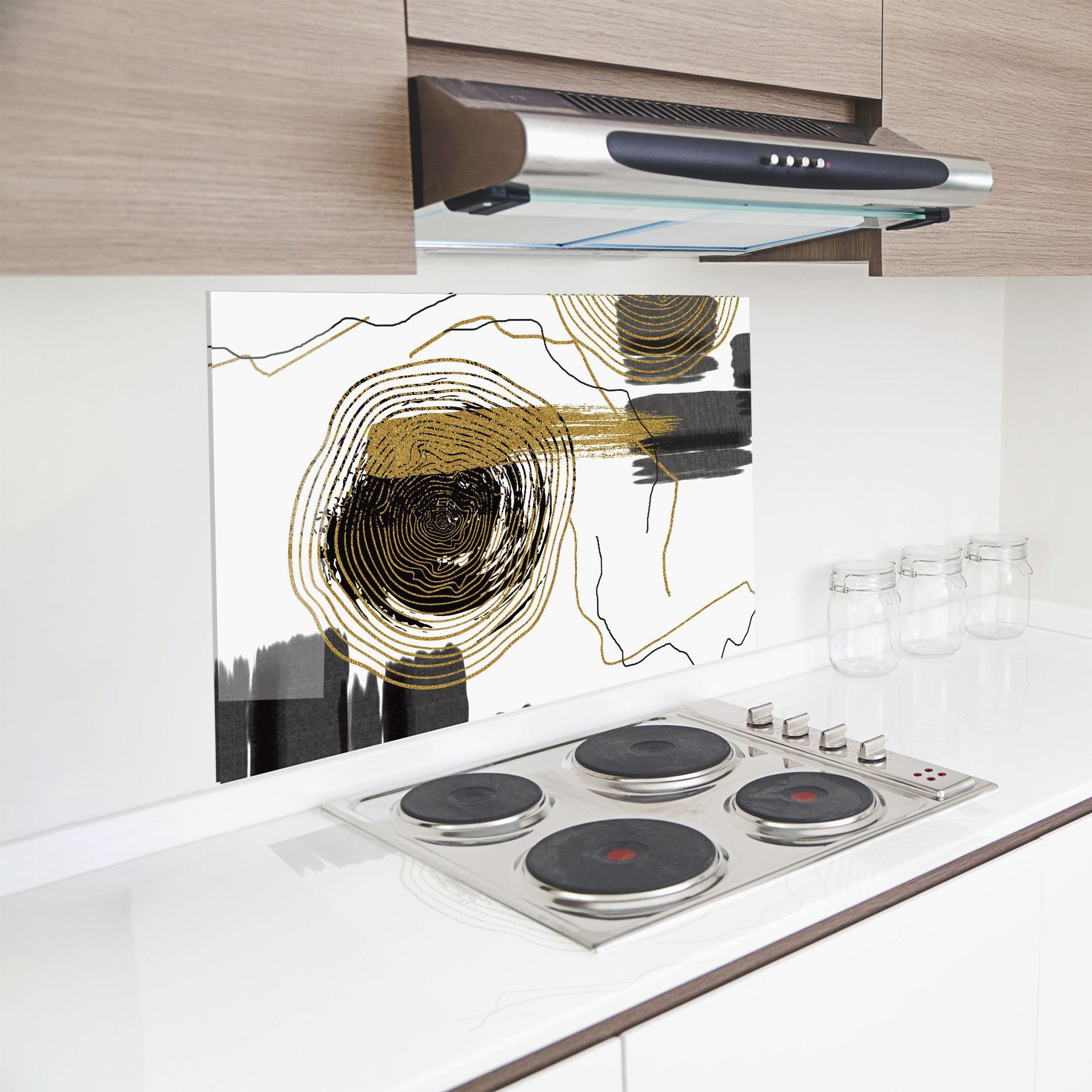 Panou Sticla Bucatarie Golden Grey Spiral mockup 8