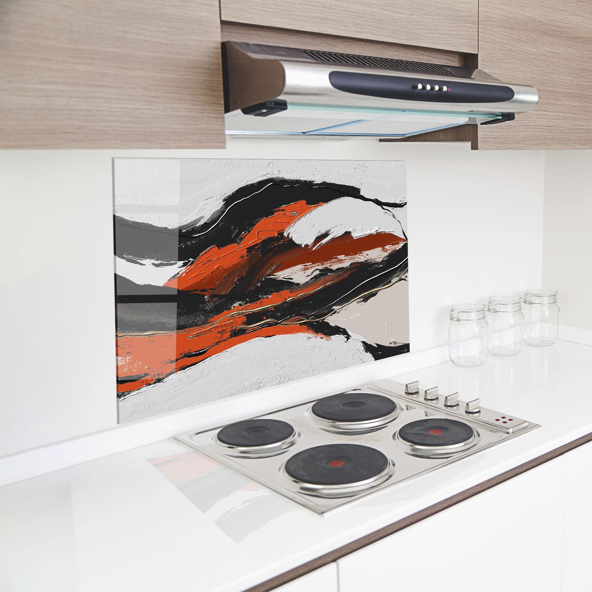 Panou Sticla Bucatarie Red And Black Brush mockup 8