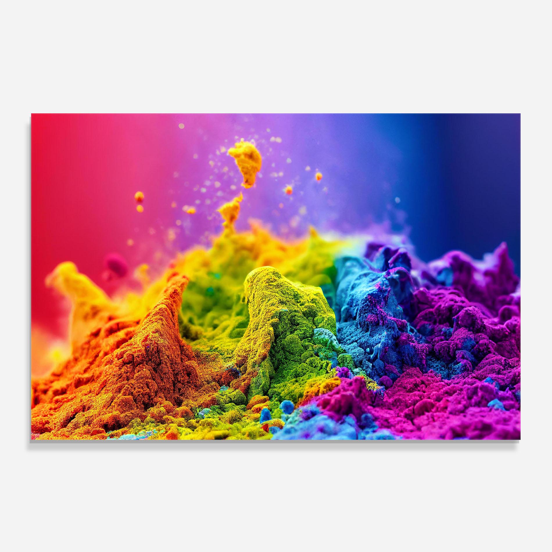 Panou Sticla Bucatarie Color Powder Explosion mockup 0
