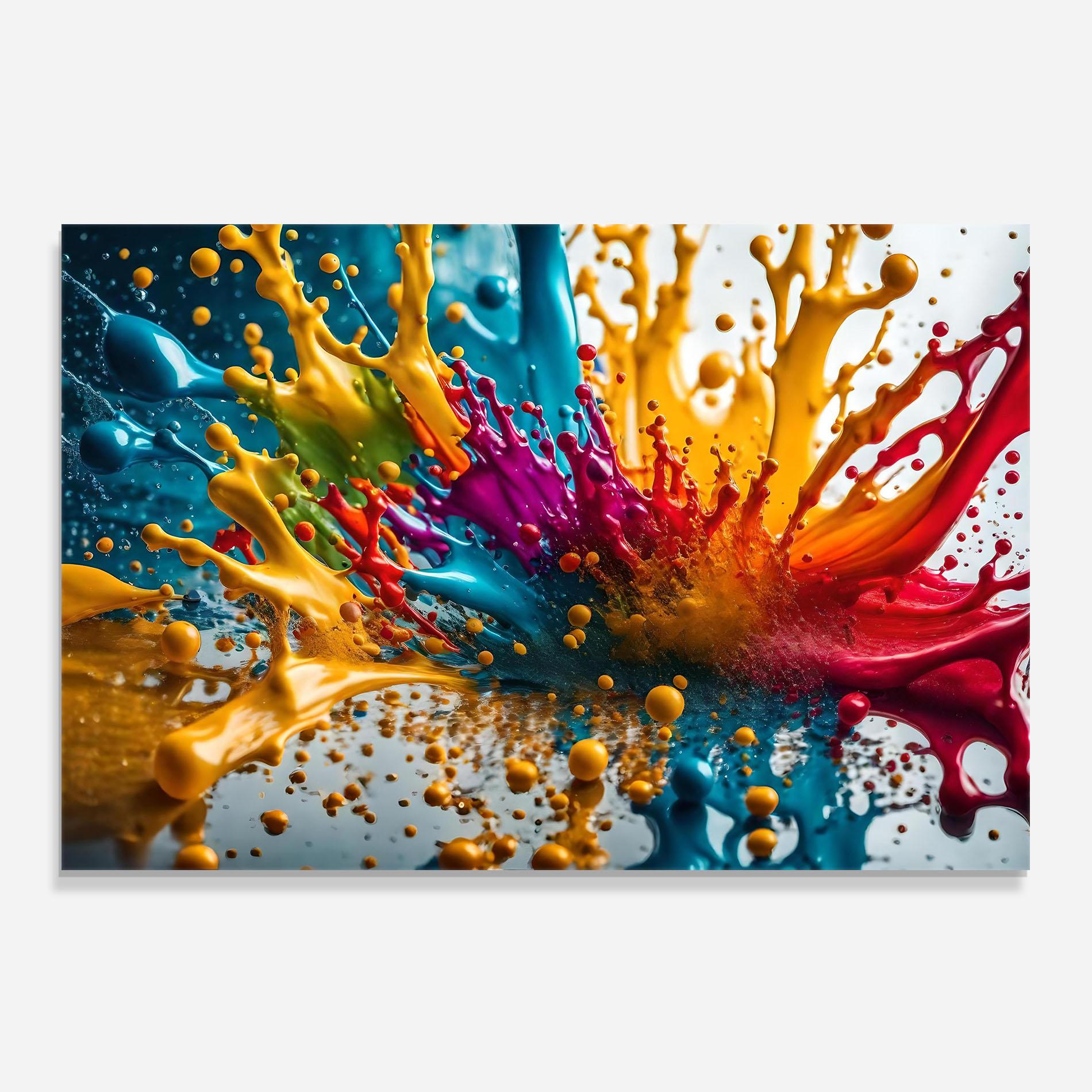 Panou Sticla Bucatarie Colorful Water Splash mockup 0