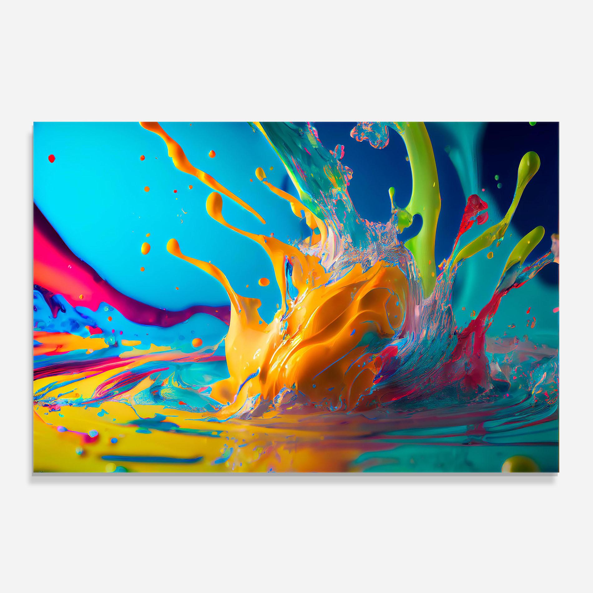 Panou Sticla Bucatarie Colorful Water Splashing mockup 0