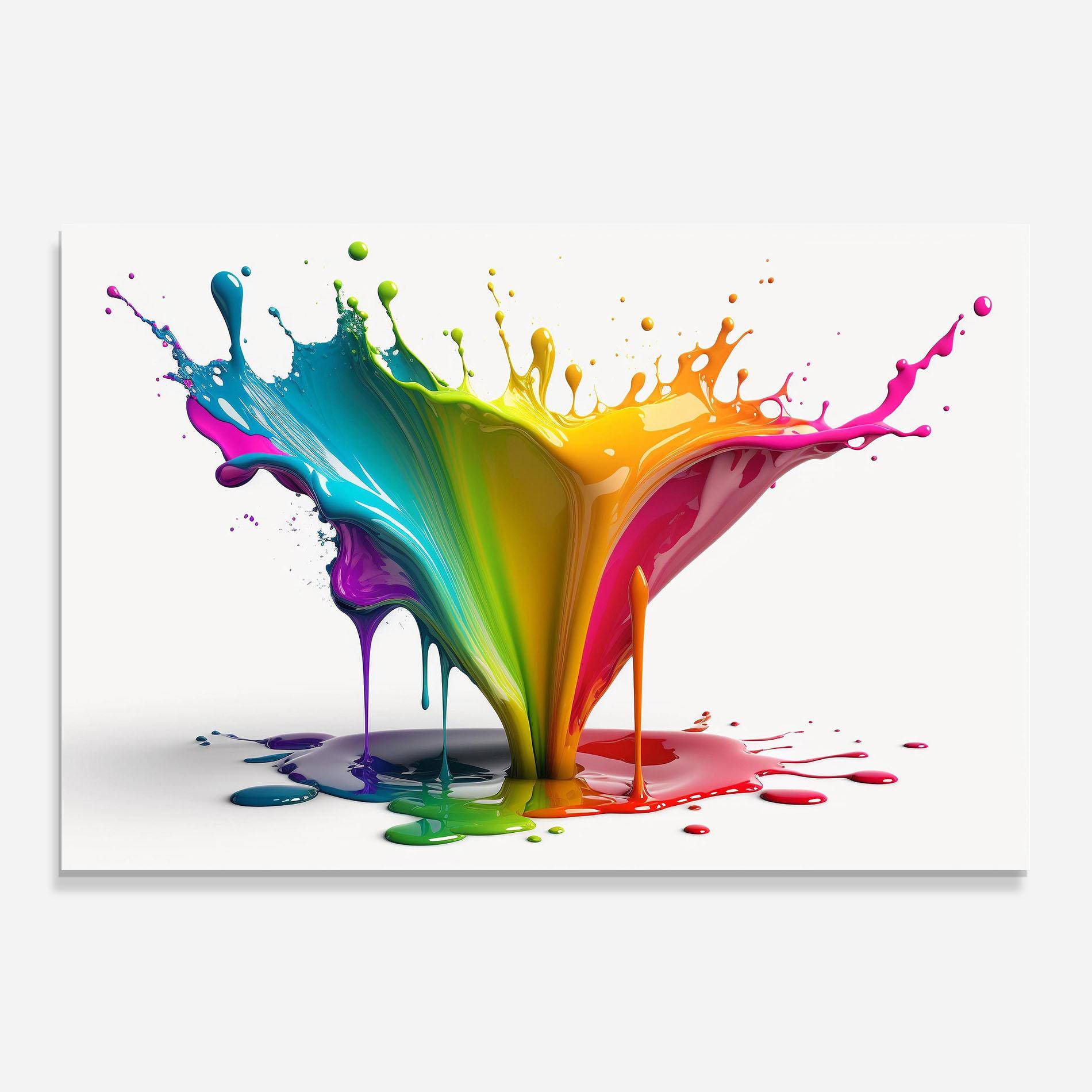 Panou Sticla Bucatarie Exploding Yellow Liquid mockup 0