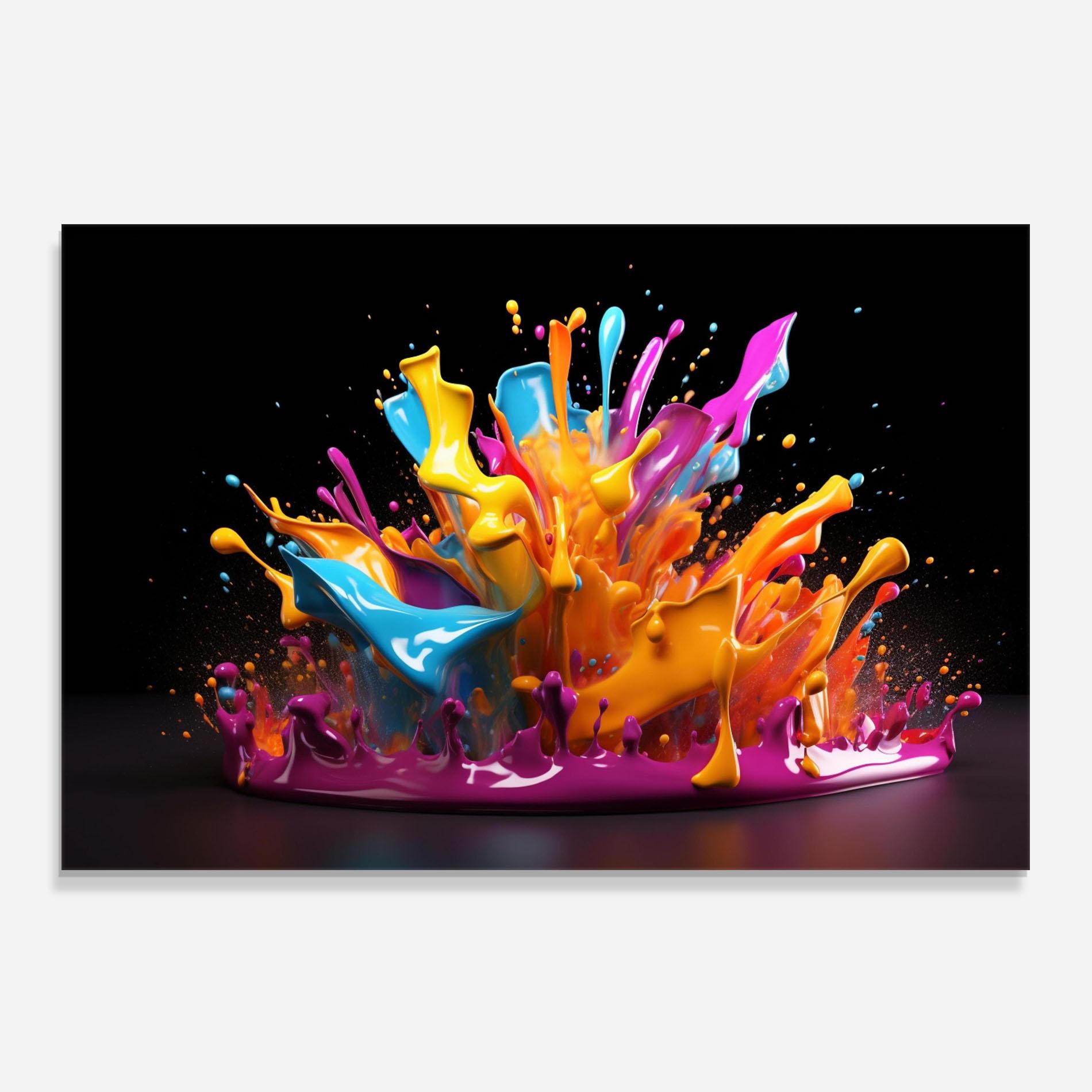 Panou Sticla Bucatarie Yellow Purple Splash mockup 0