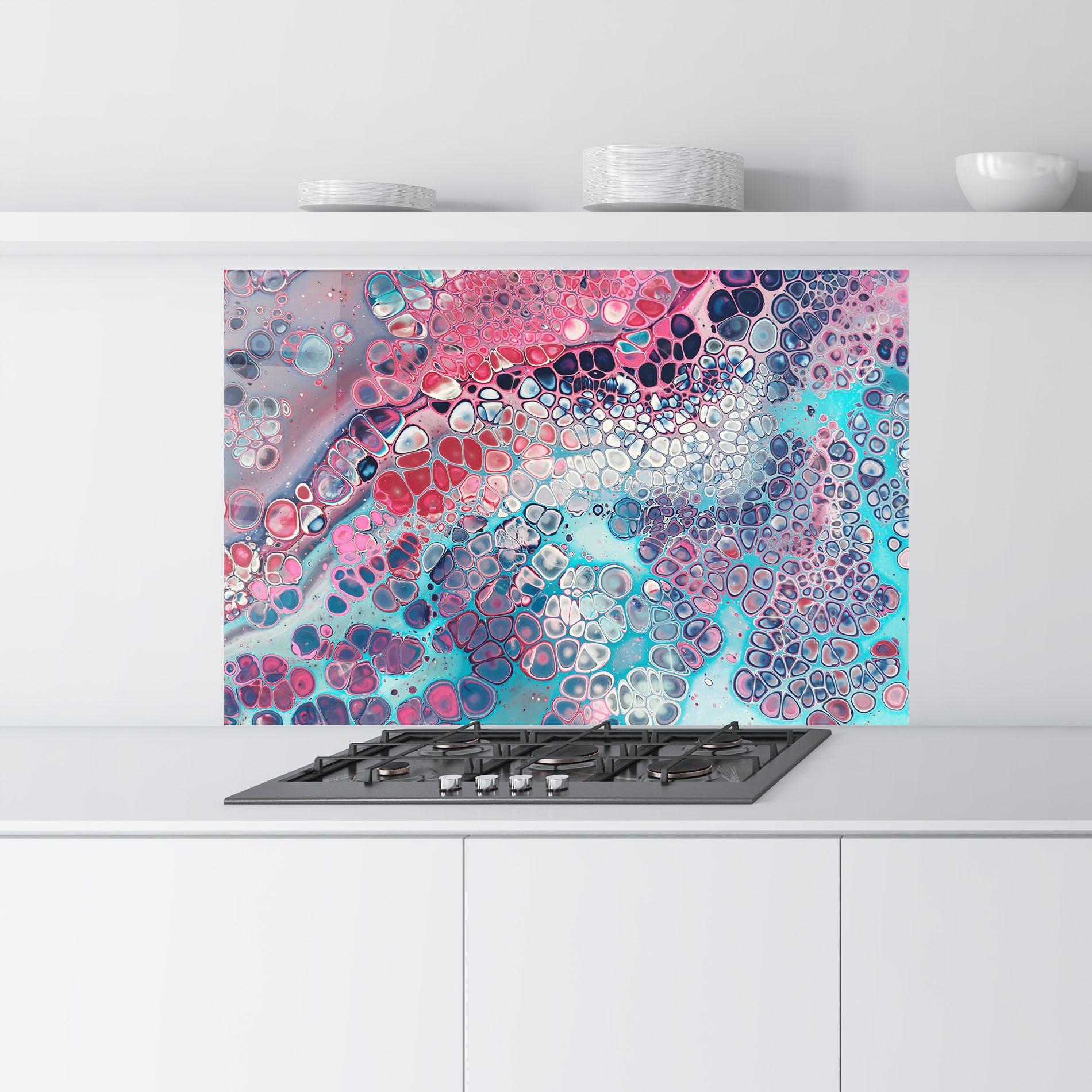 Panou Sticla Bucatarie Abstract Blue Objects mockup 9