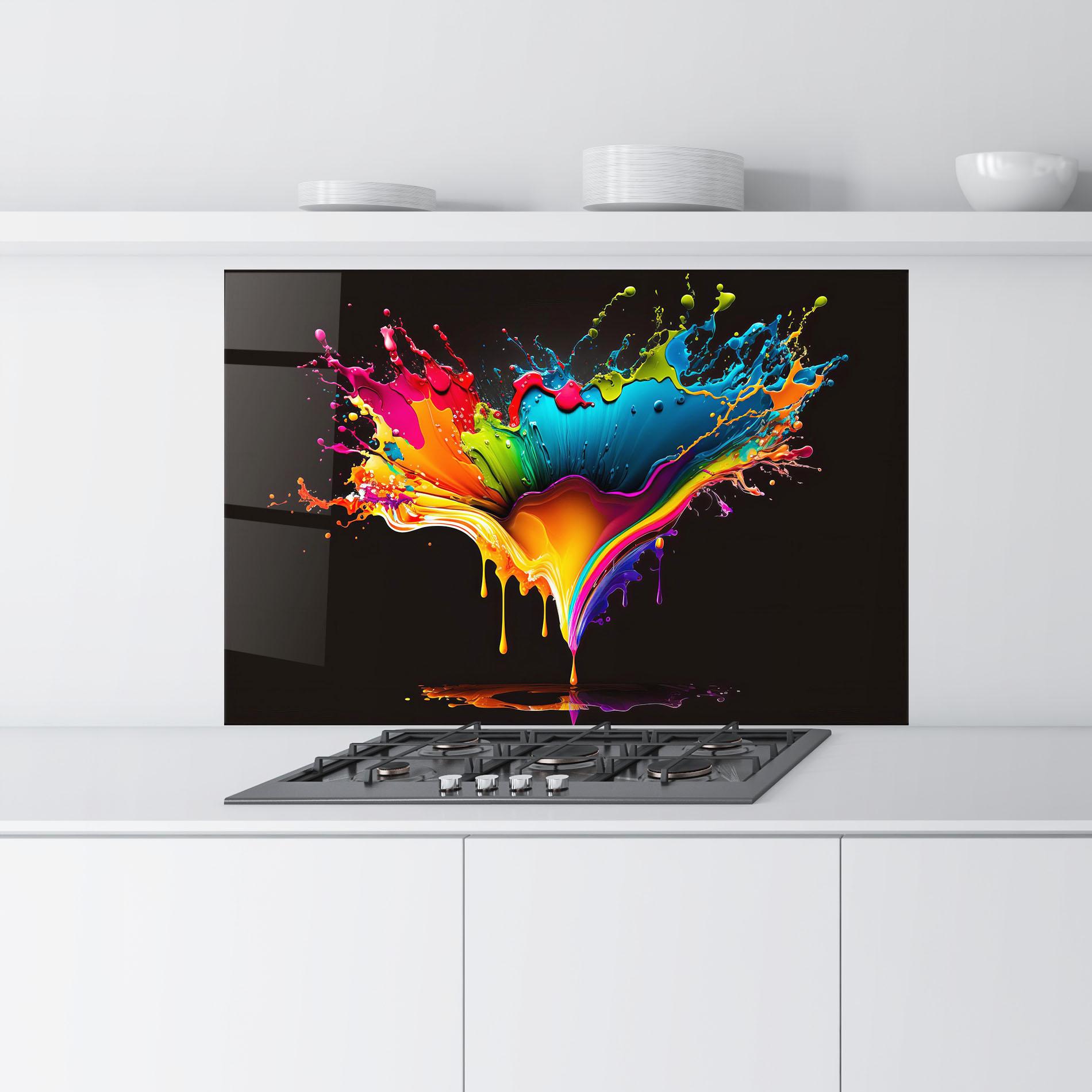 Panou Sticla Bucatarie Colorful Rainbow Splash mockup 9