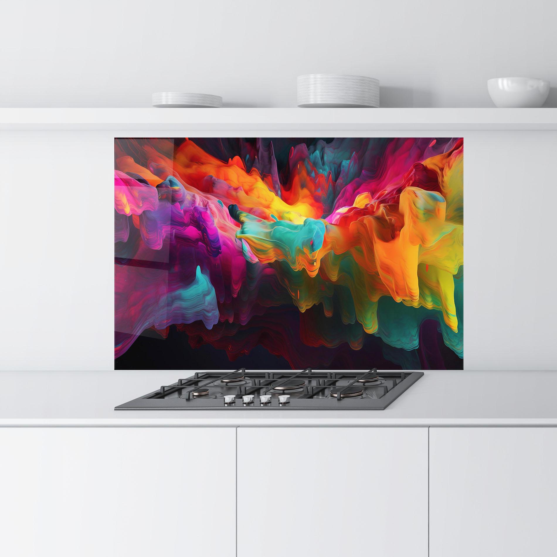 Panou Sticla Bucatarie Colorful Smoke mockup 9