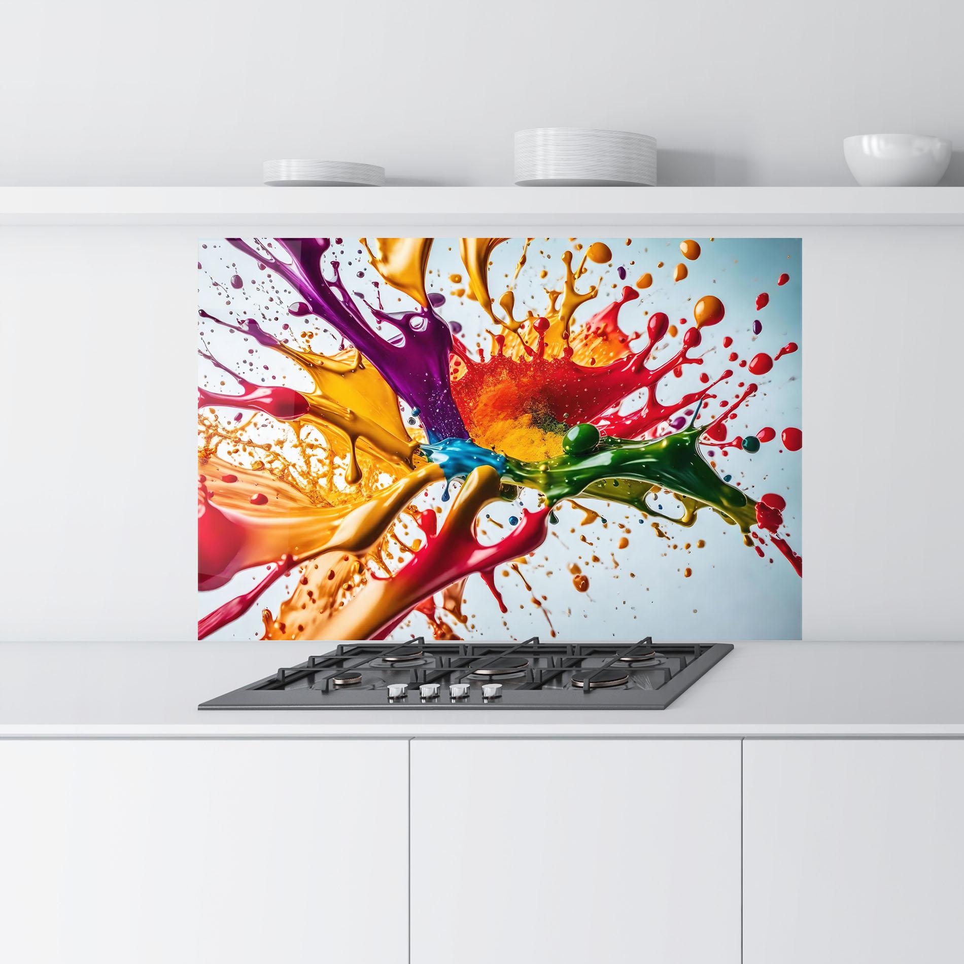 Panou Sticla Bucatarie Colorful Yellow Rainbow mockup 9