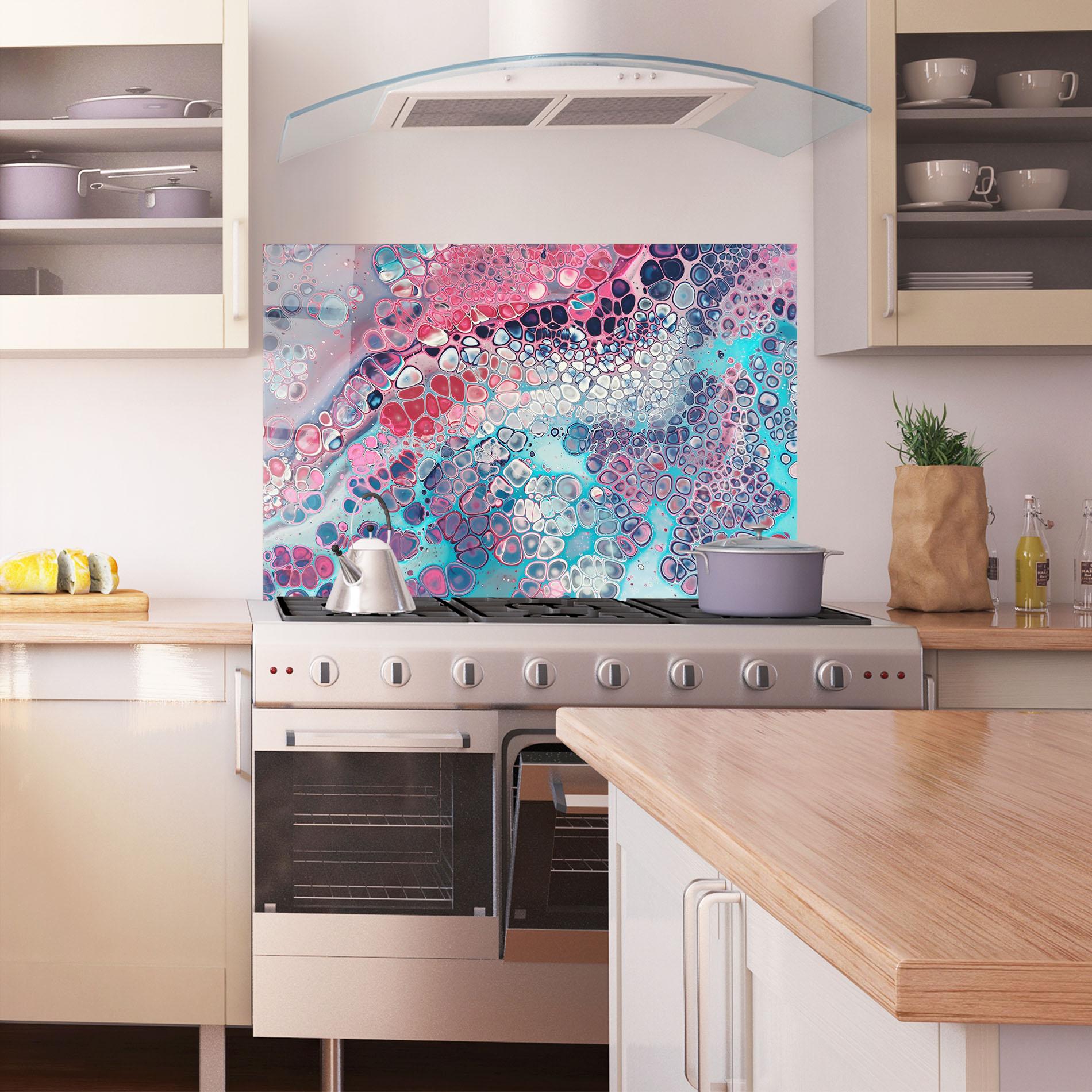 Panou Sticla Bucatarie Abstract Blue Objects mockup 1