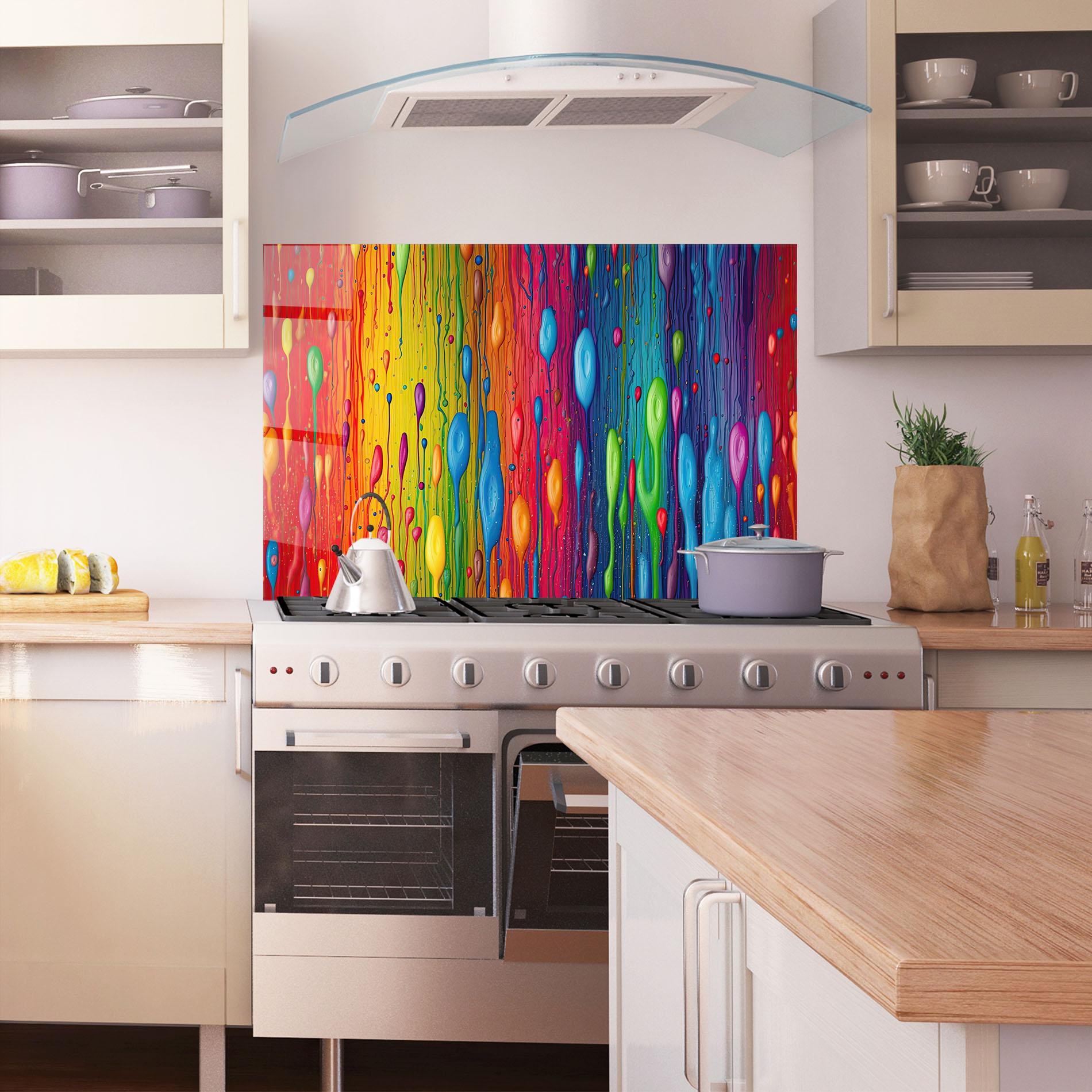 Panou Sticla Bucatarie Abstract Rainbow Pattern mockup 1