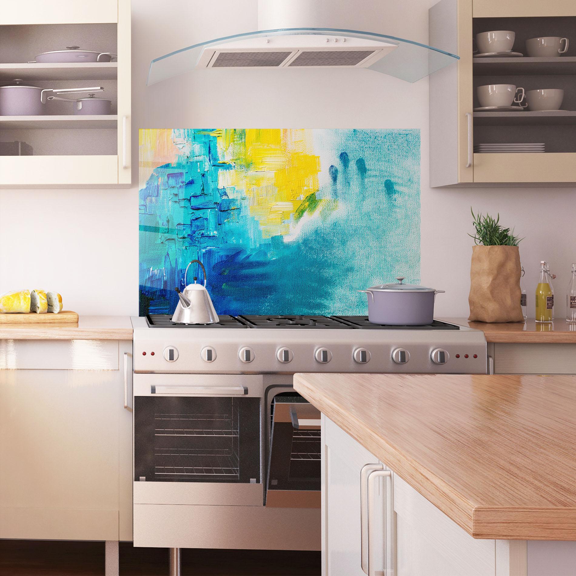 Panou Sticla Bucatarie Blue Hand Shade mockup 1