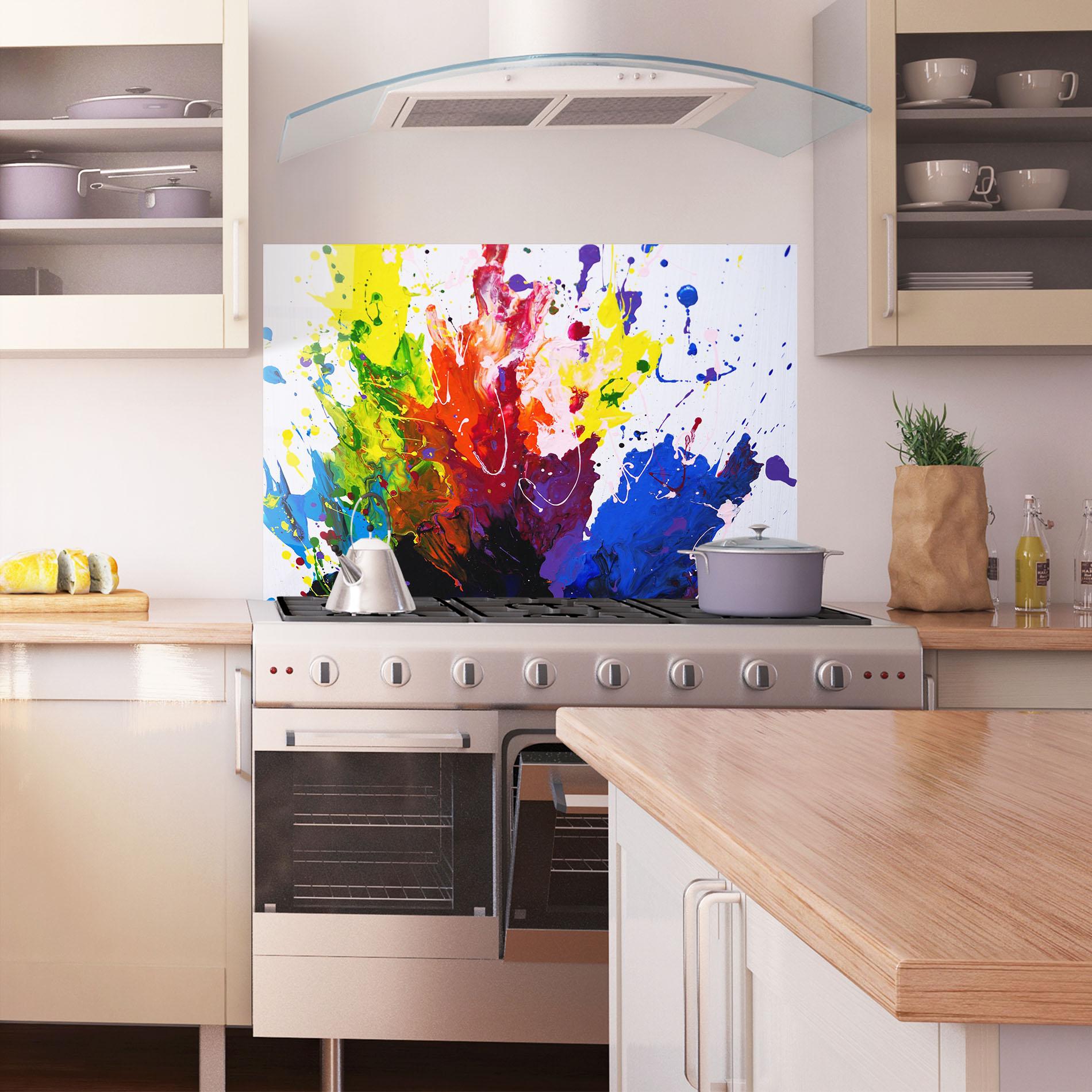 Panou Sticla Bucatarie Blue Purple Exploding mockup 1