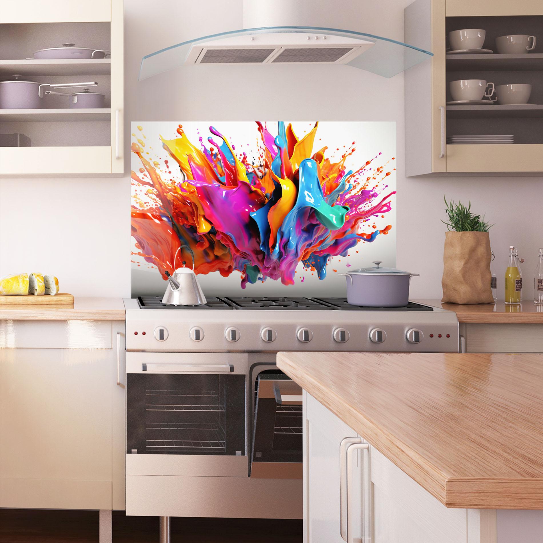 Panou Sticla Bucatarie Blue Yellow Splash mockup 1