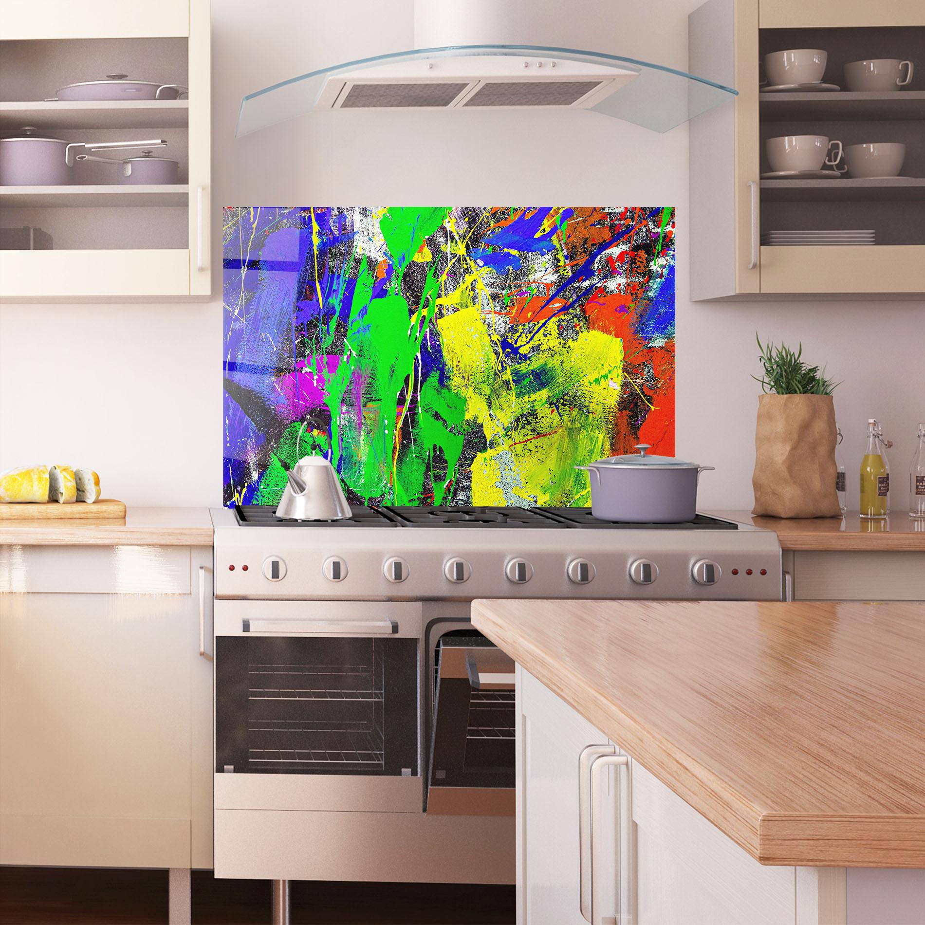 Panou Sticla Bucatarie Color Mix Abstract mockup 1