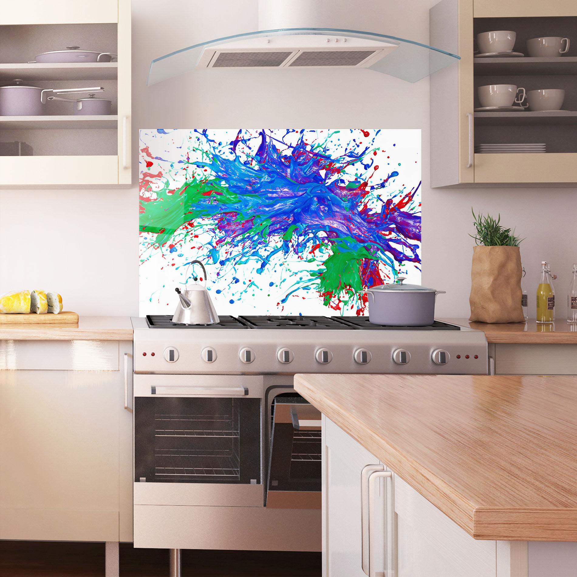 Panou Sticla Bucatarie Colorful Blue Purple mockup 1