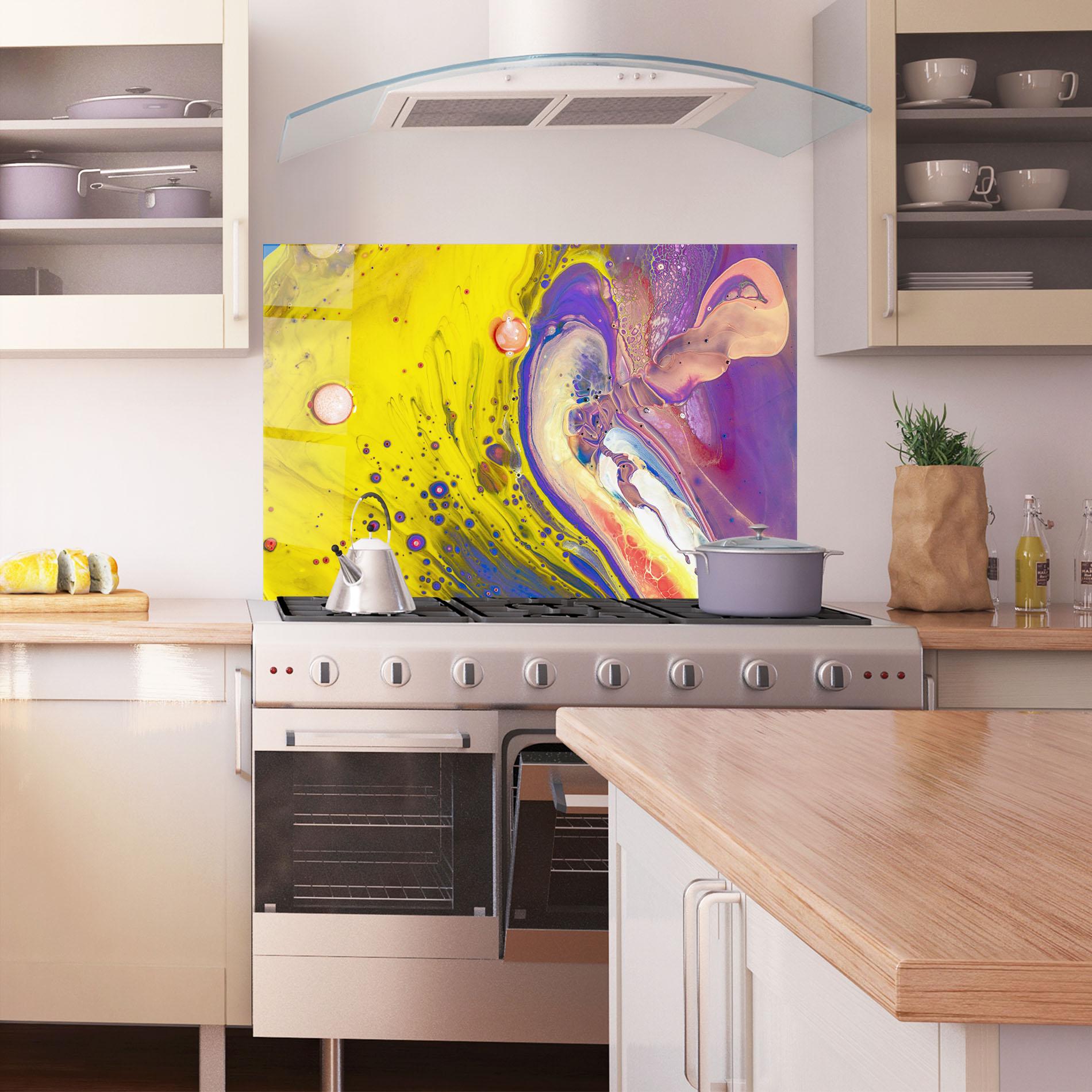 Panou Sticla Bucatarie Colorful Liquid Marble mockup 1