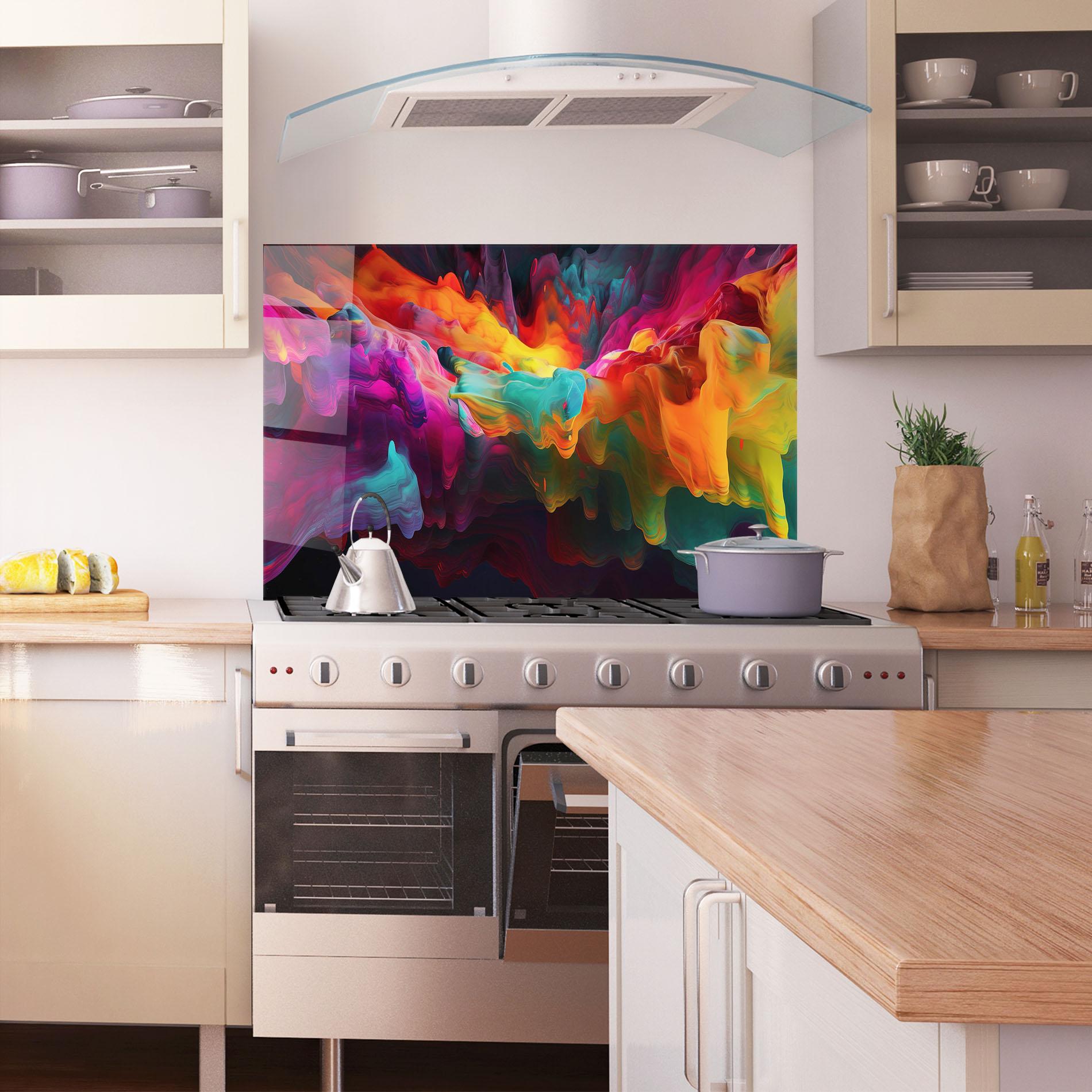 Panou Sticla Bucatarie Colorful Smoke mockup 1