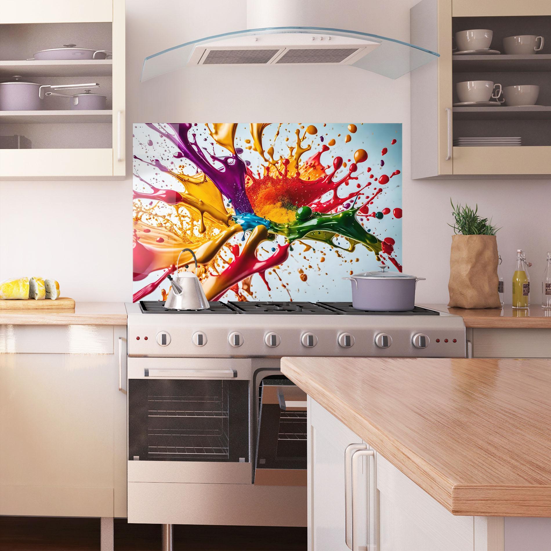 Panou Sticla Bucatarie Colorful Yellow Rainbow mockup 1