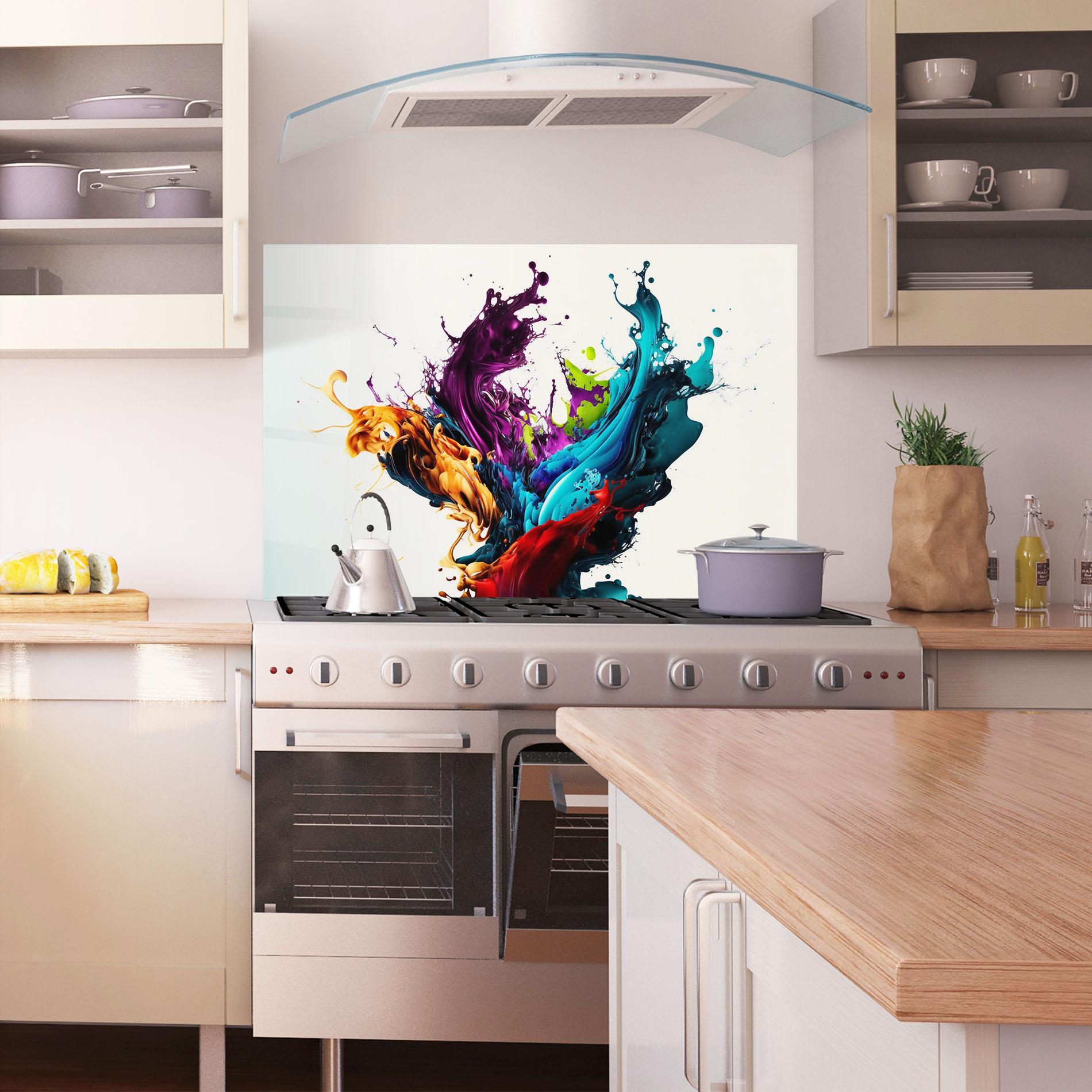 Panou Sticla Bucatarie Dark Purple Splash mockup 1