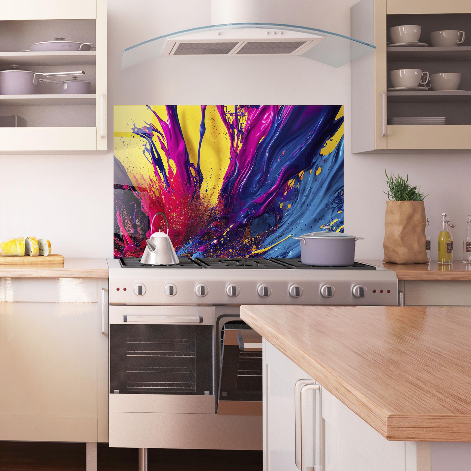 Panou Sticla Bucatarie Purple And Blue Splash mockup 1