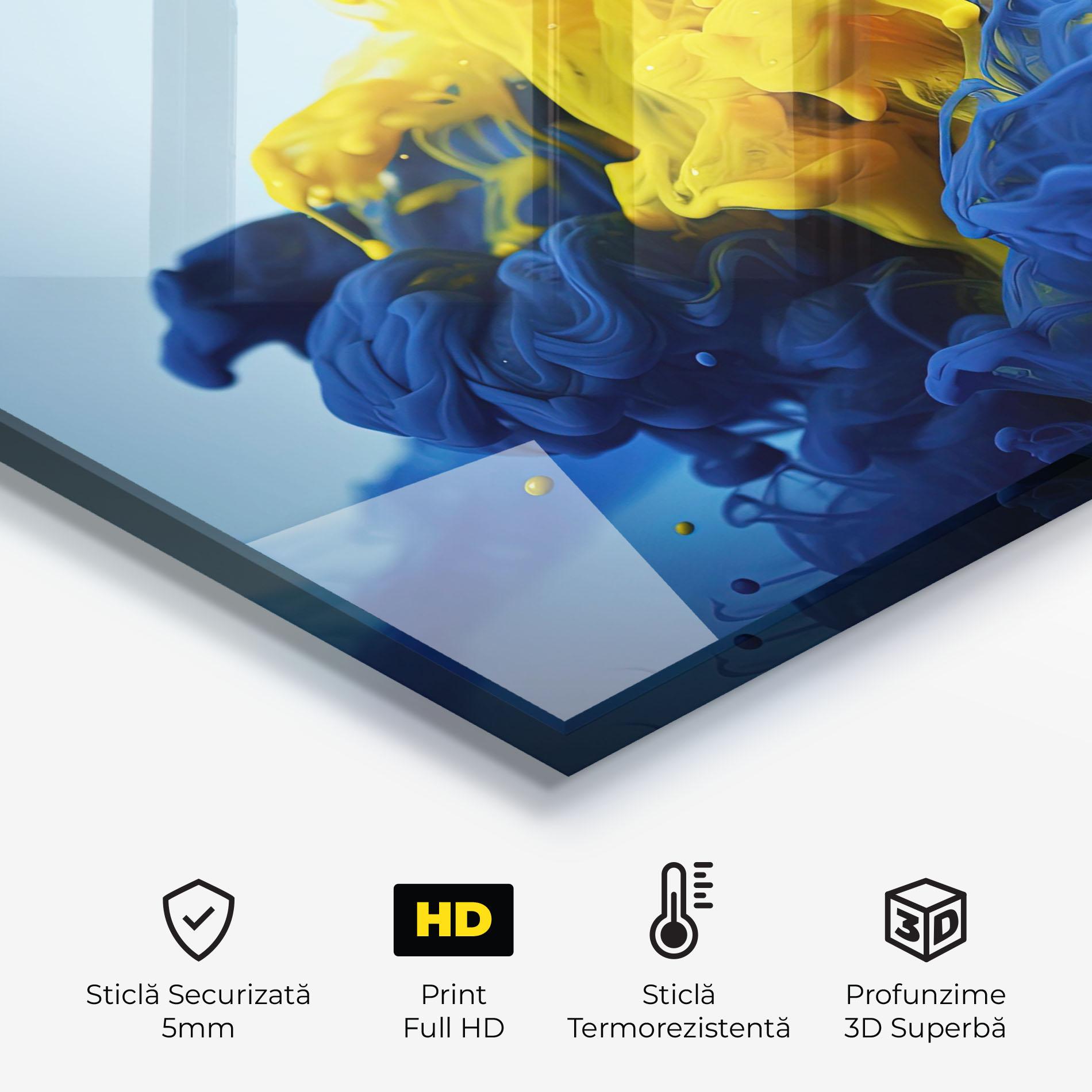 Panou Sticla Bucatarie Blue Yellow Smoke mockup 2