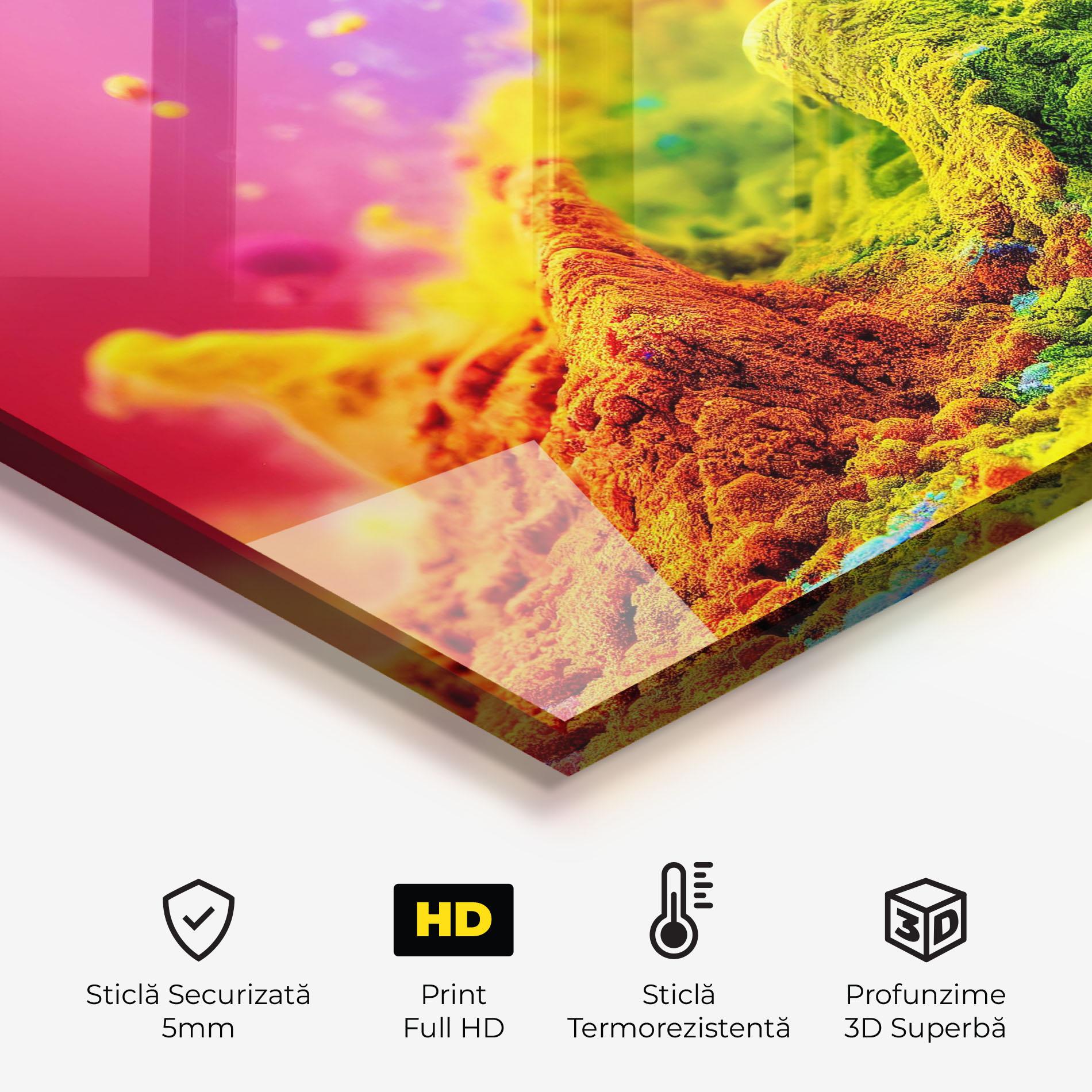 Panou Sticla Bucatarie Color Powder Explosion mockup 2