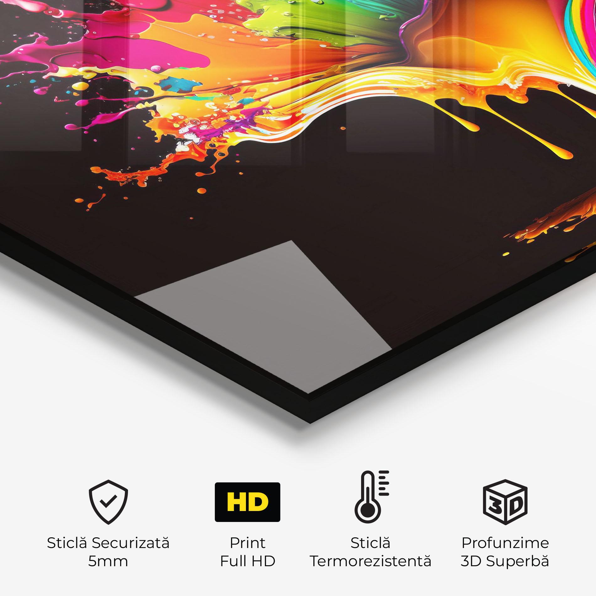 Panou Sticla Bucatarie Colorful Rainbow Splash mockup 2