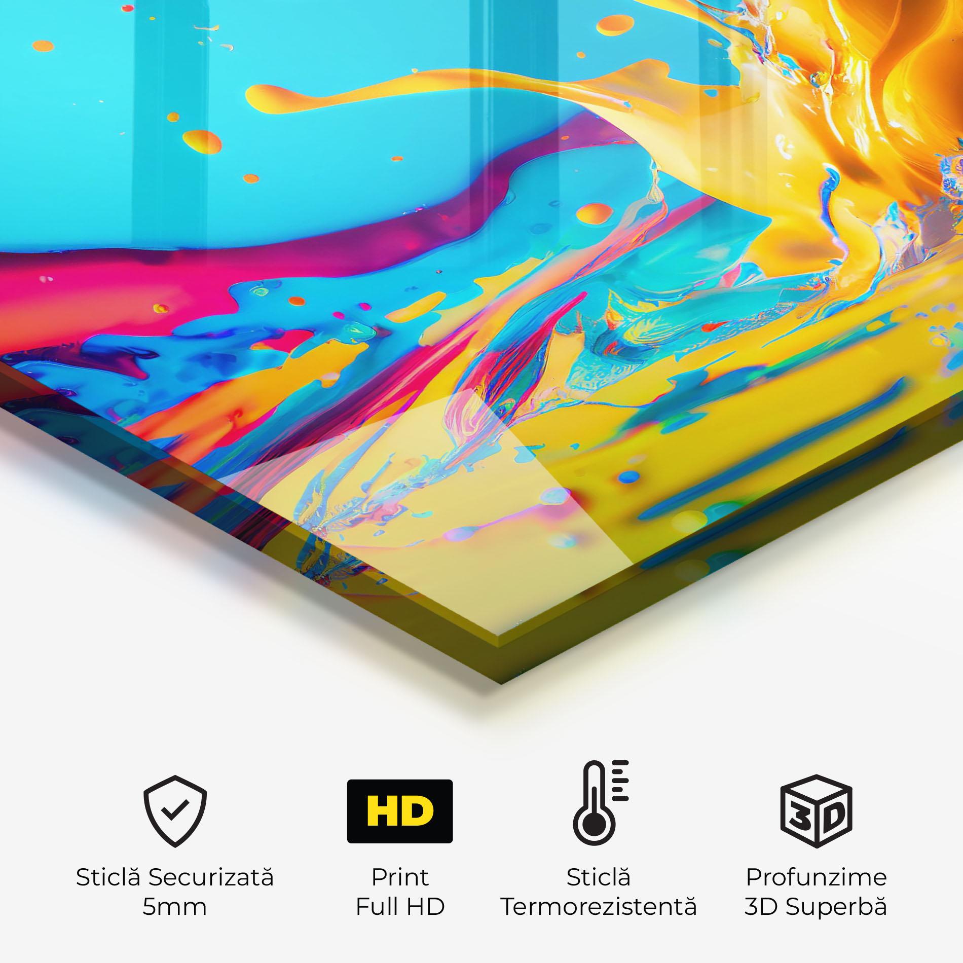 Panou Sticla Bucatarie Colorful Water Splashing mockup 2