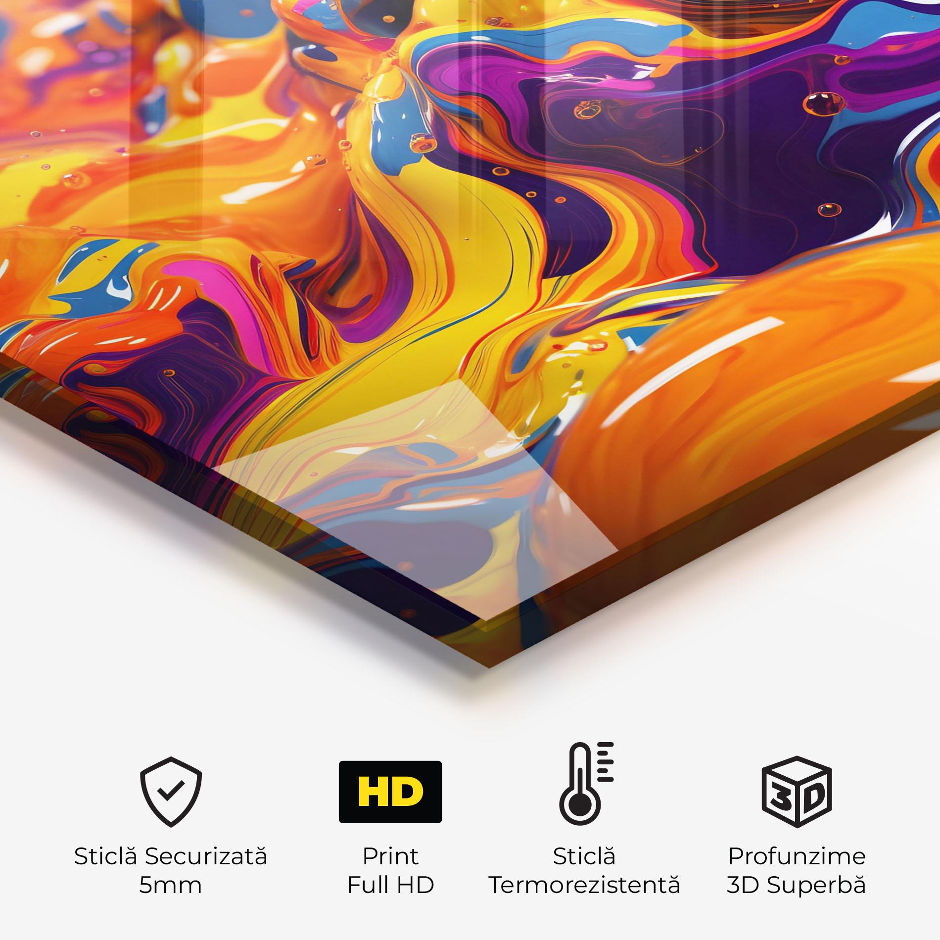 Panou Sticla Bucatarie Colorful Waves mockup 2