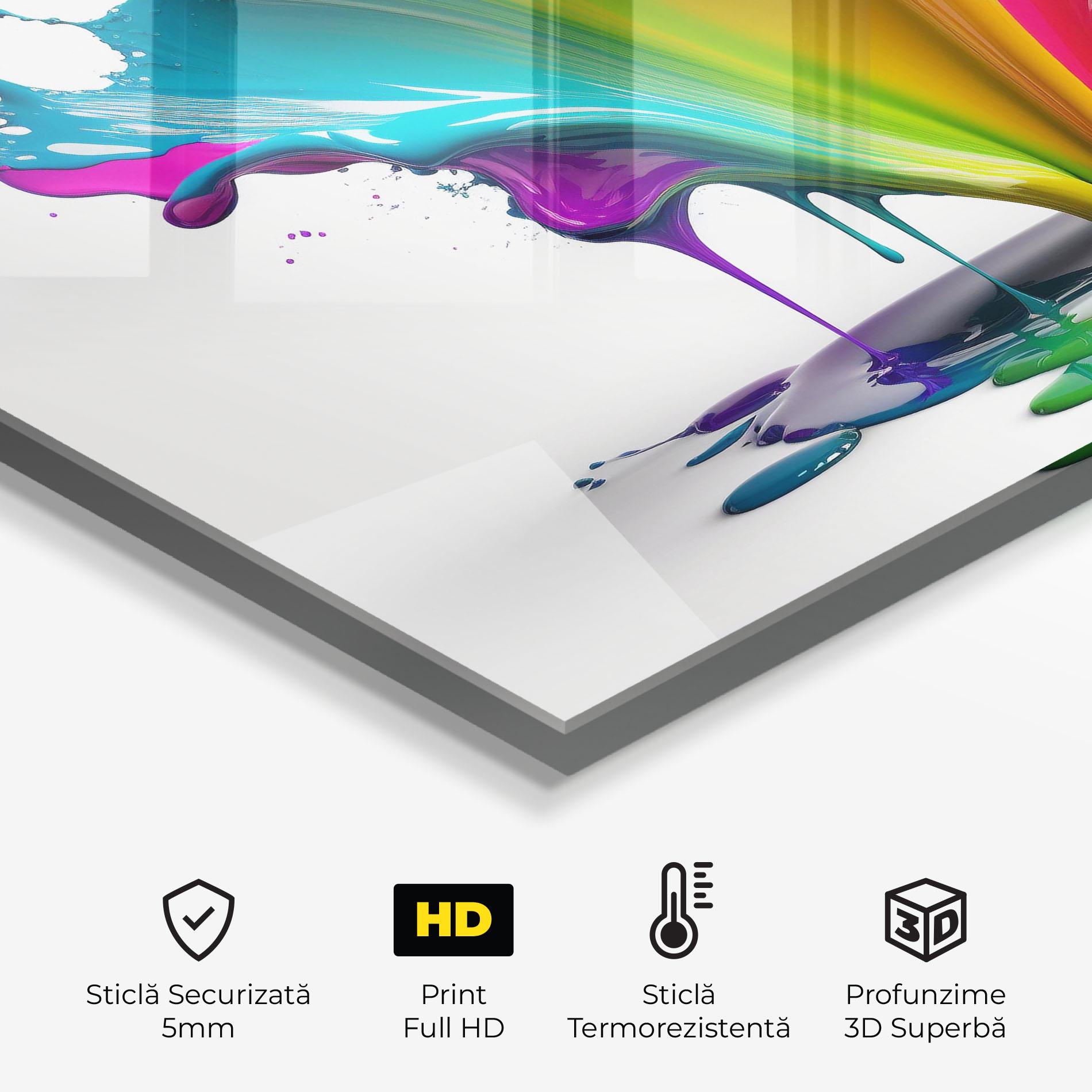 Panou Sticla Bucatarie Exploding Yellow Liquid mockup 2