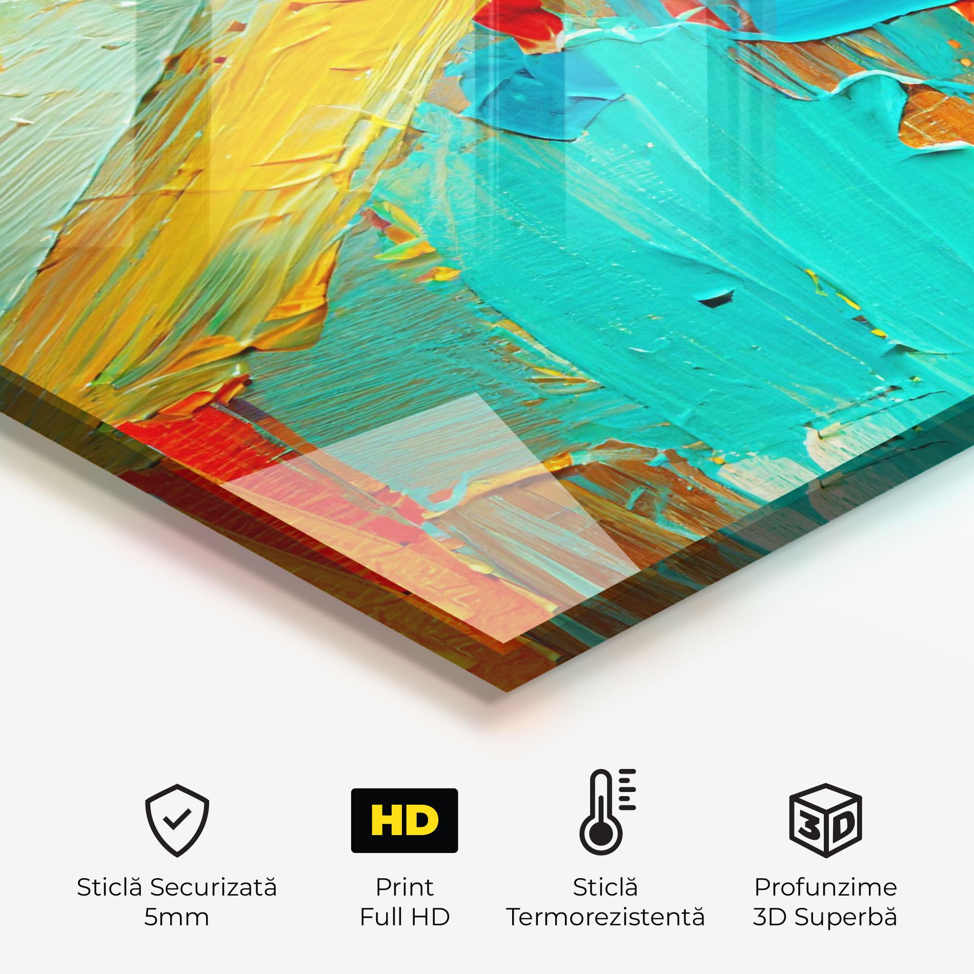 Panou Sticla Bucatarie Orange Blue Painting mockup 2