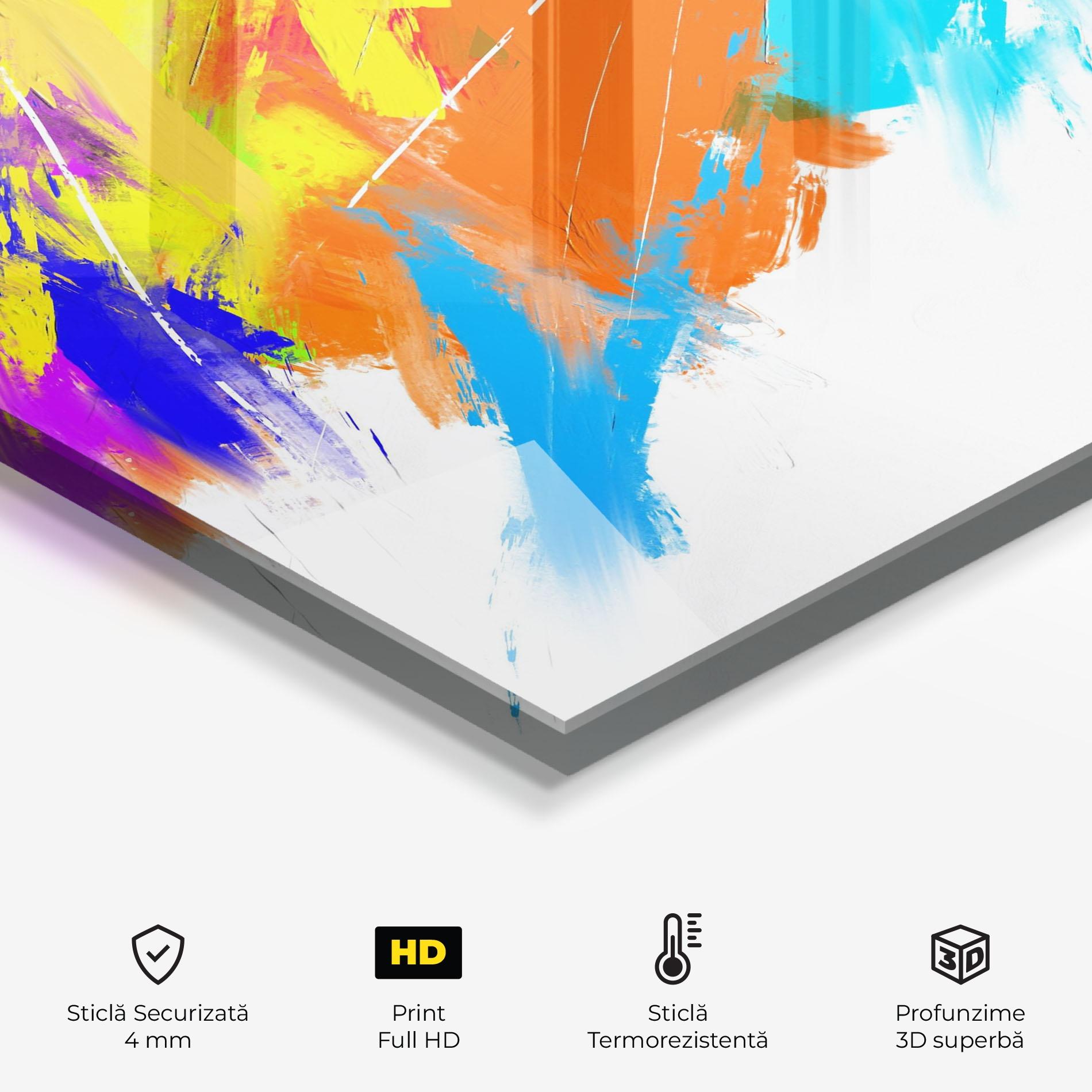 Panou Sticla Bucatarie Abstract Blue Yellow mockup 2