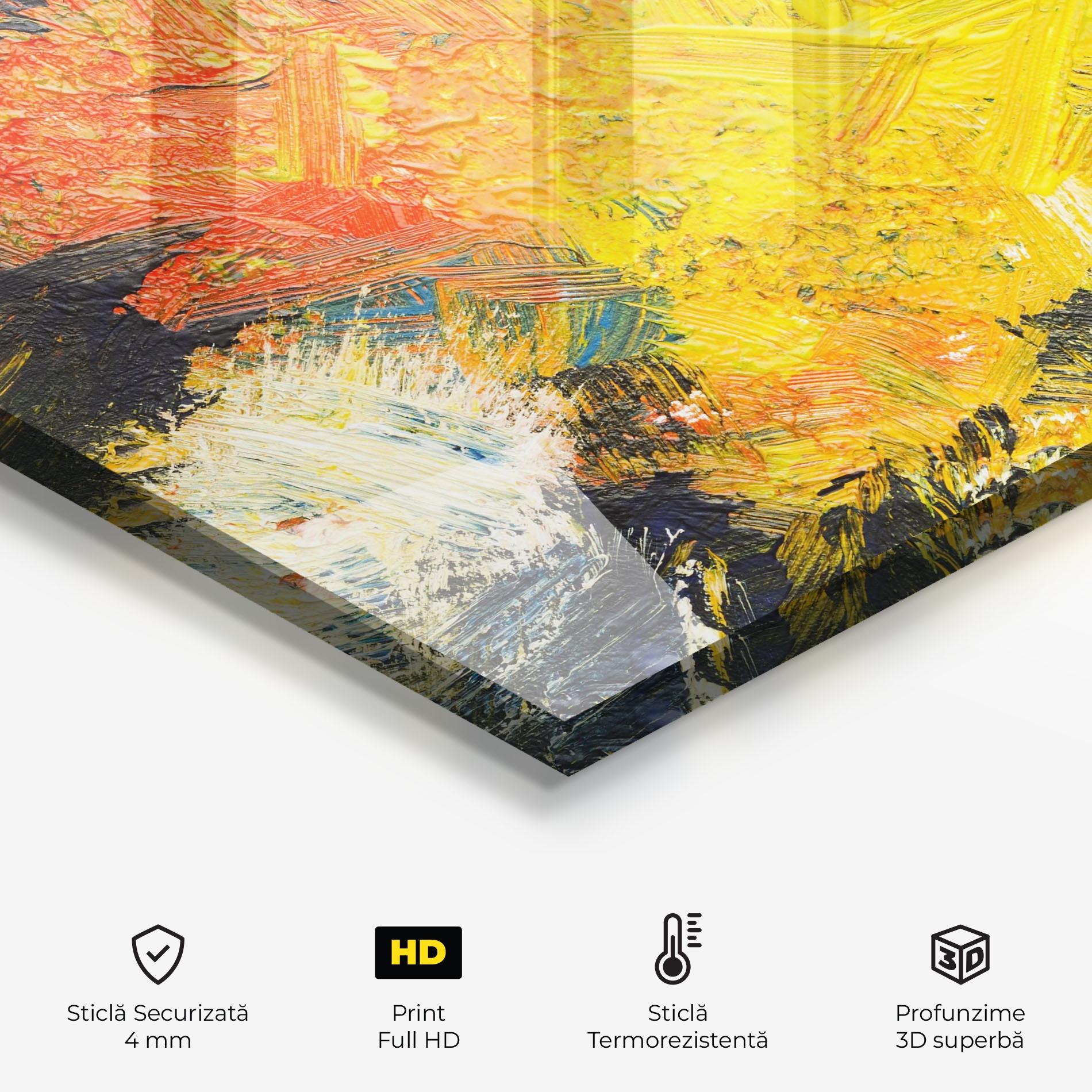 Panou Sticla Bucatarie Artistic Yellow Painting mockup 2
