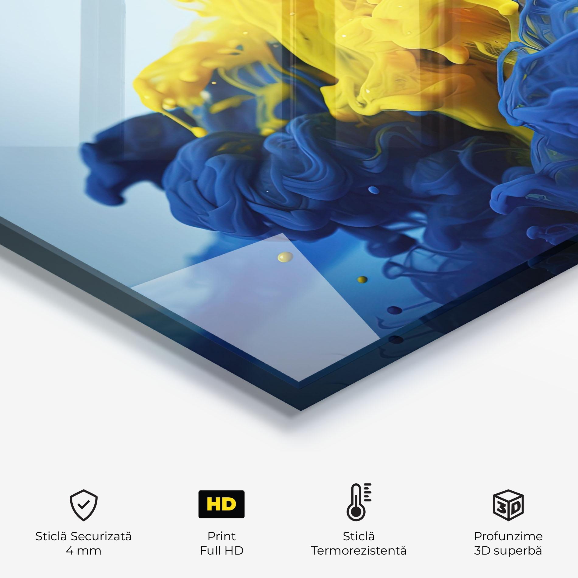 Panou Sticla Bucatarie Blue Yellow Smoke mockup 2