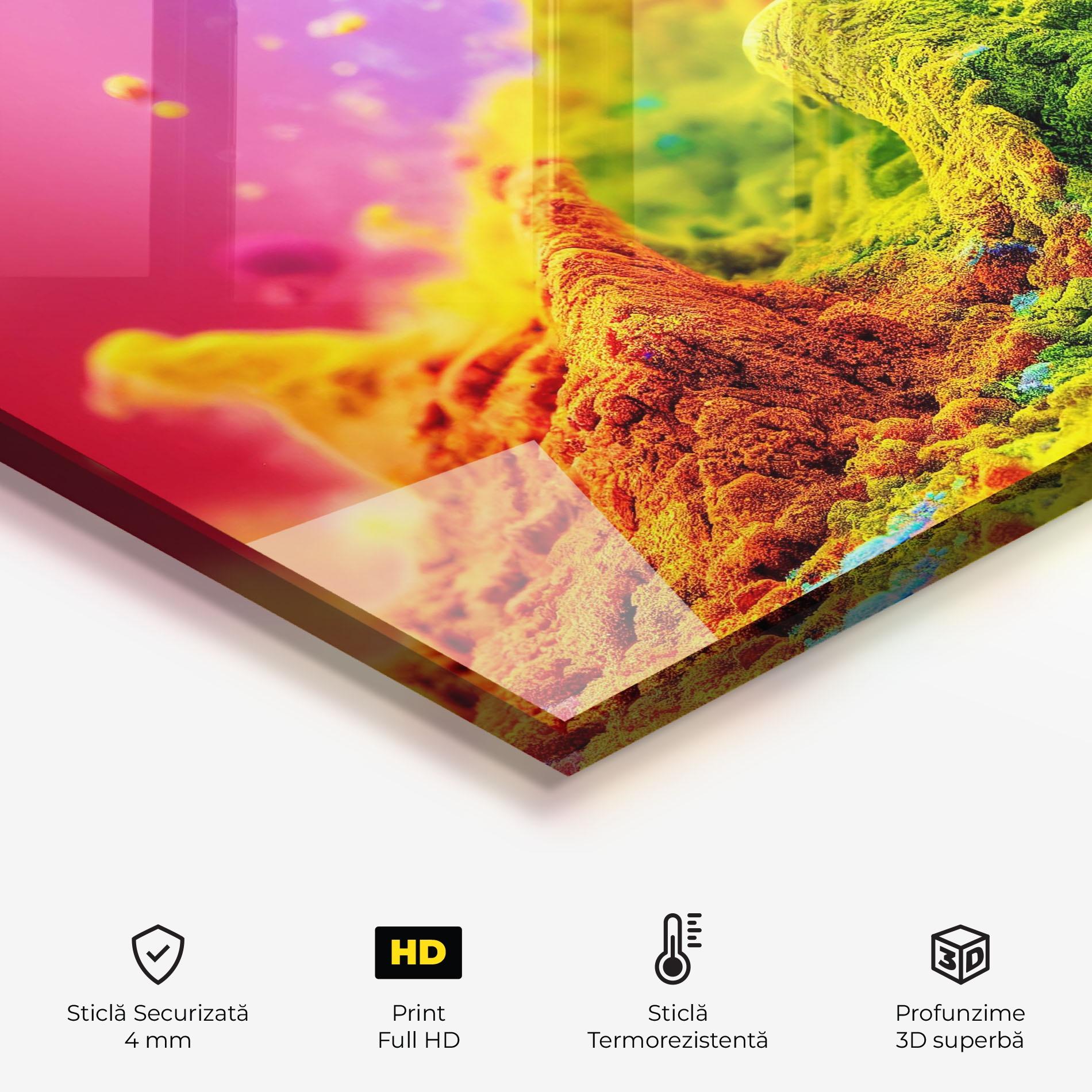 Panou Sticla Bucatarie Color Powder Explosion mockup 2