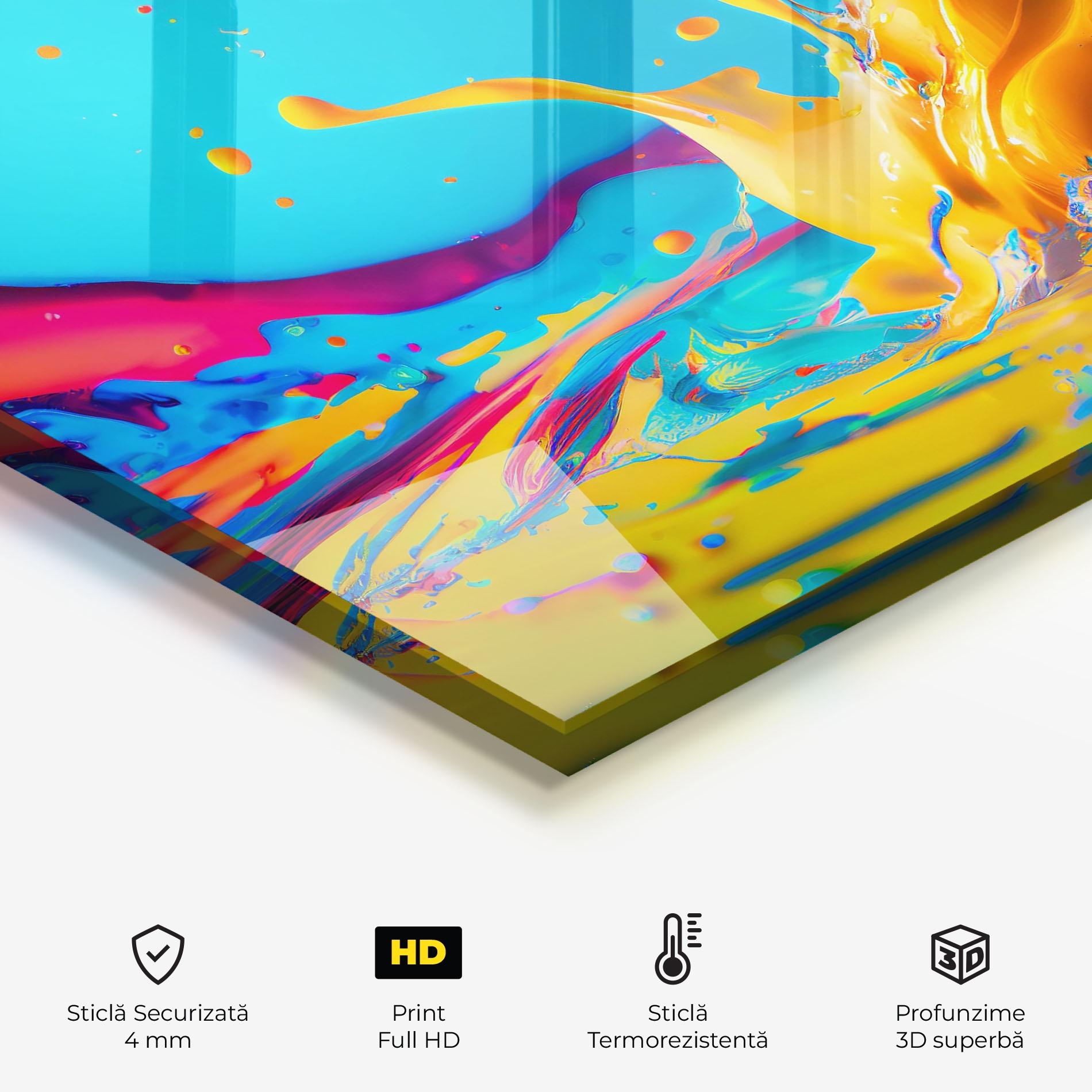 Panou Sticla Bucatarie Colorful Water Splashing mockup 2