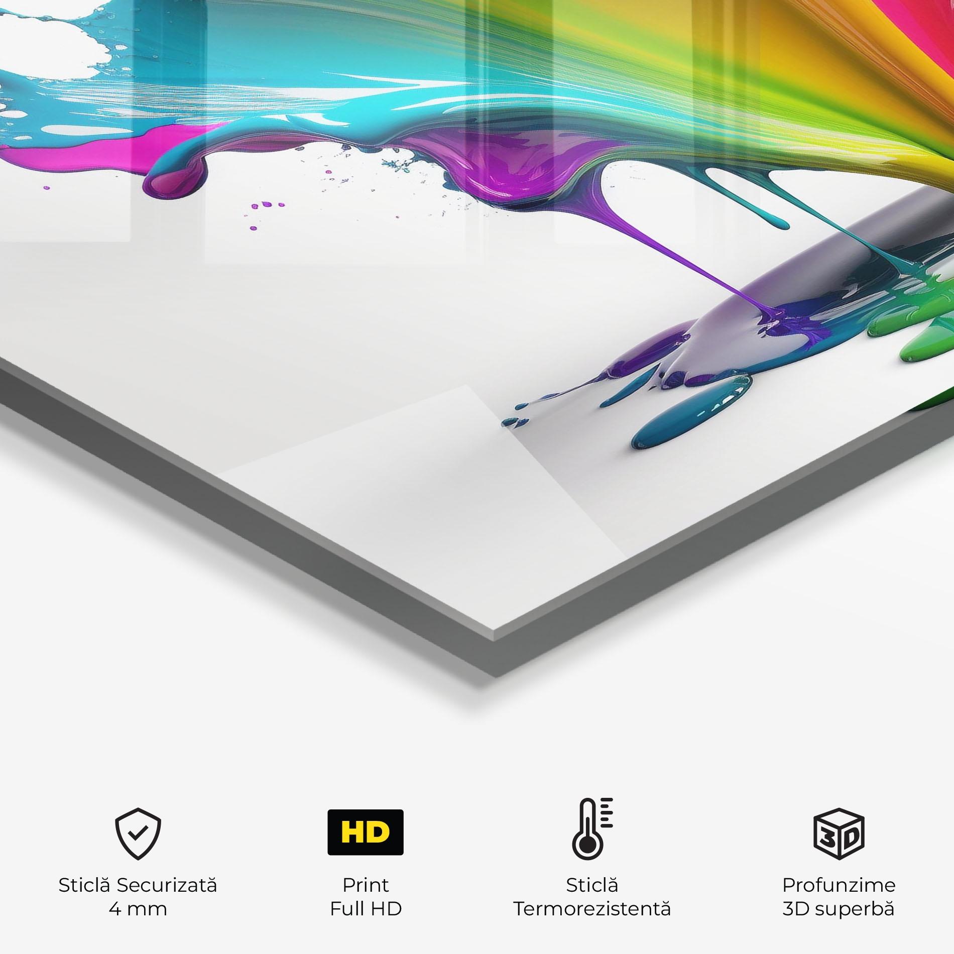 Panou Sticla Bucatarie Exploding Yellow Liquid mockup 2