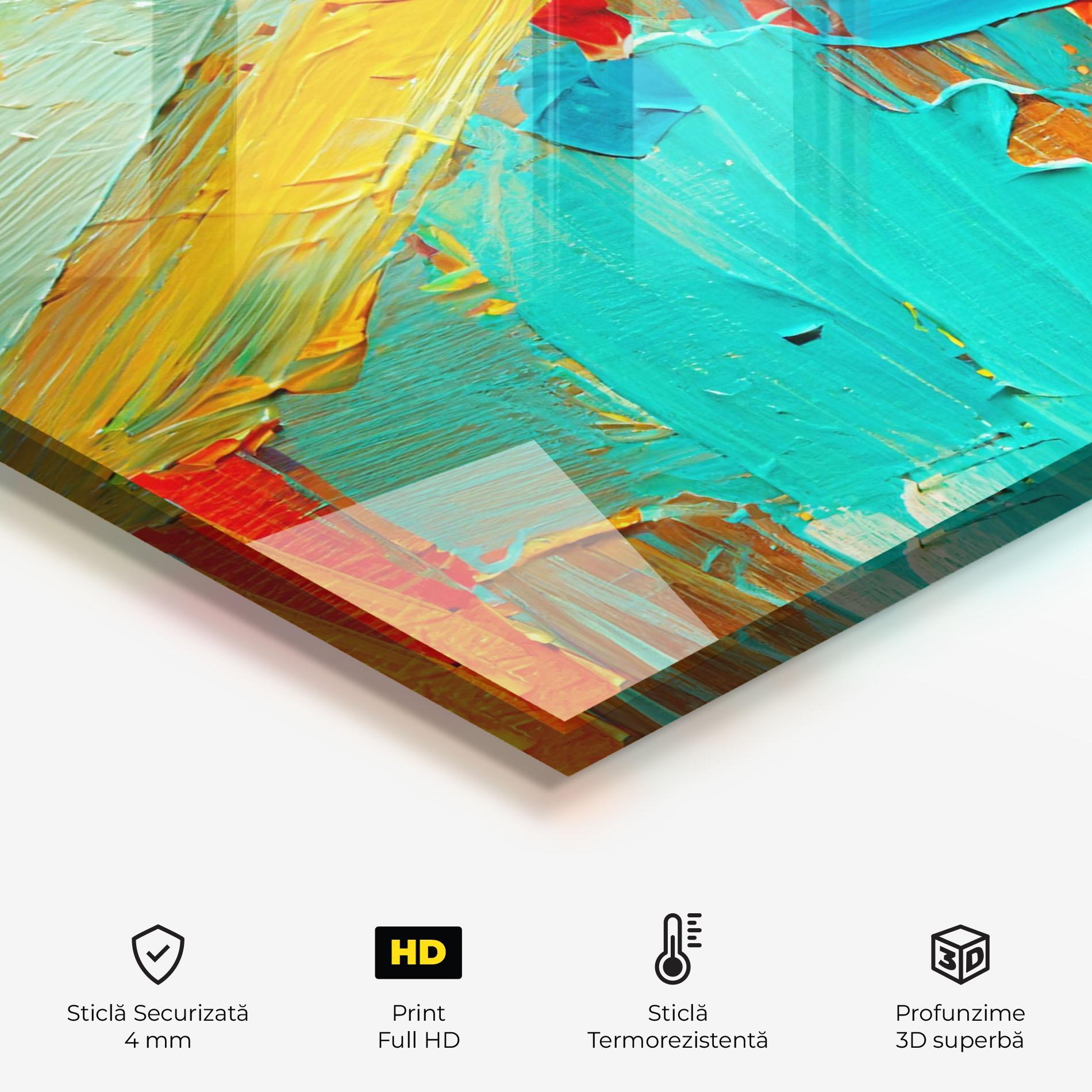 Panou Sticla Bucatarie Orange Blue Painting mockup 2