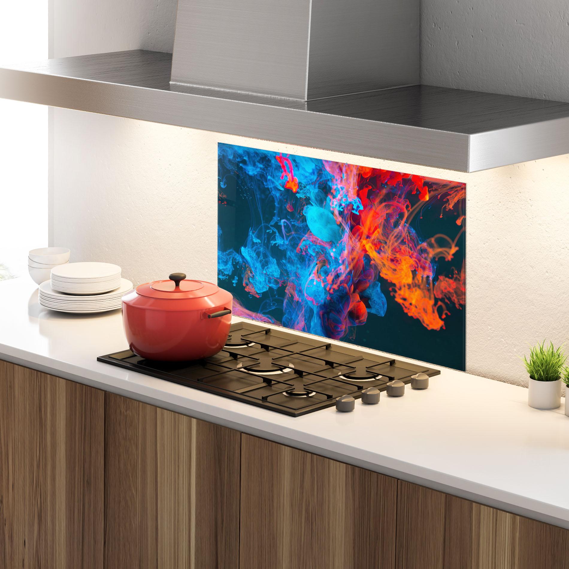 Panou Sticla Bucatarie Abstract Blue And Red mockup 4